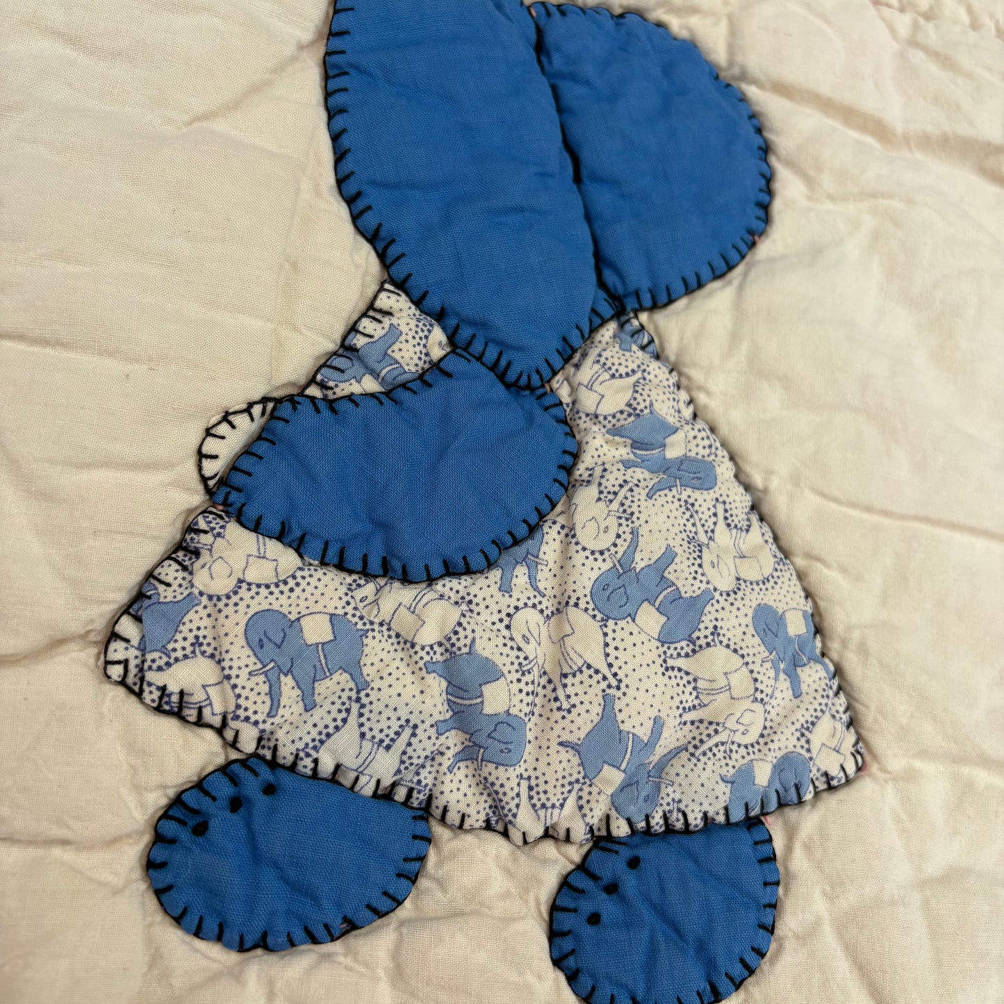 【1920s-1930s USA vintage】Sunbonnet Sue Feed Sack Quilt