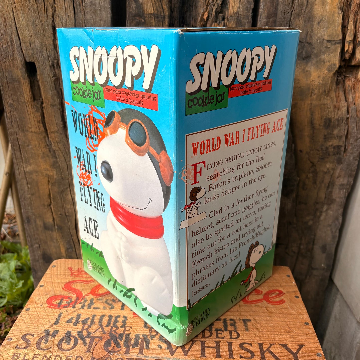 【1990s vintage】SNOOPY Flying Ace Cookie Jar Peanuts Benjamin & Medwin