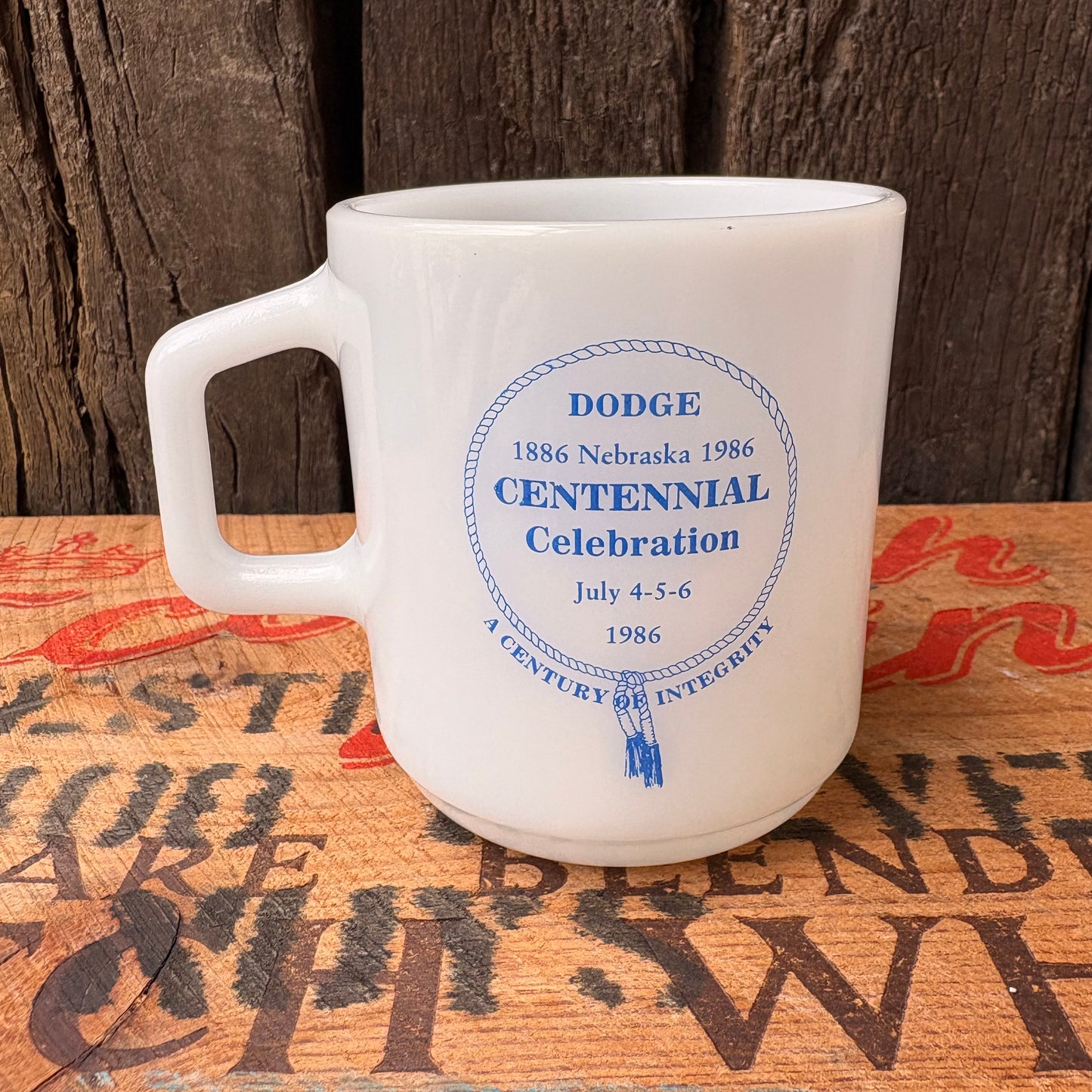 【1986 USA vintage】GALAXY DODGE Milk Glass Mug