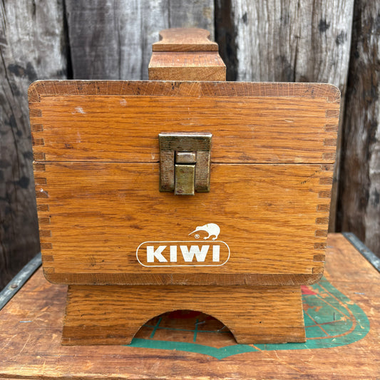 【USA Vintage】 KIWI Wooden Shoe Shine Box