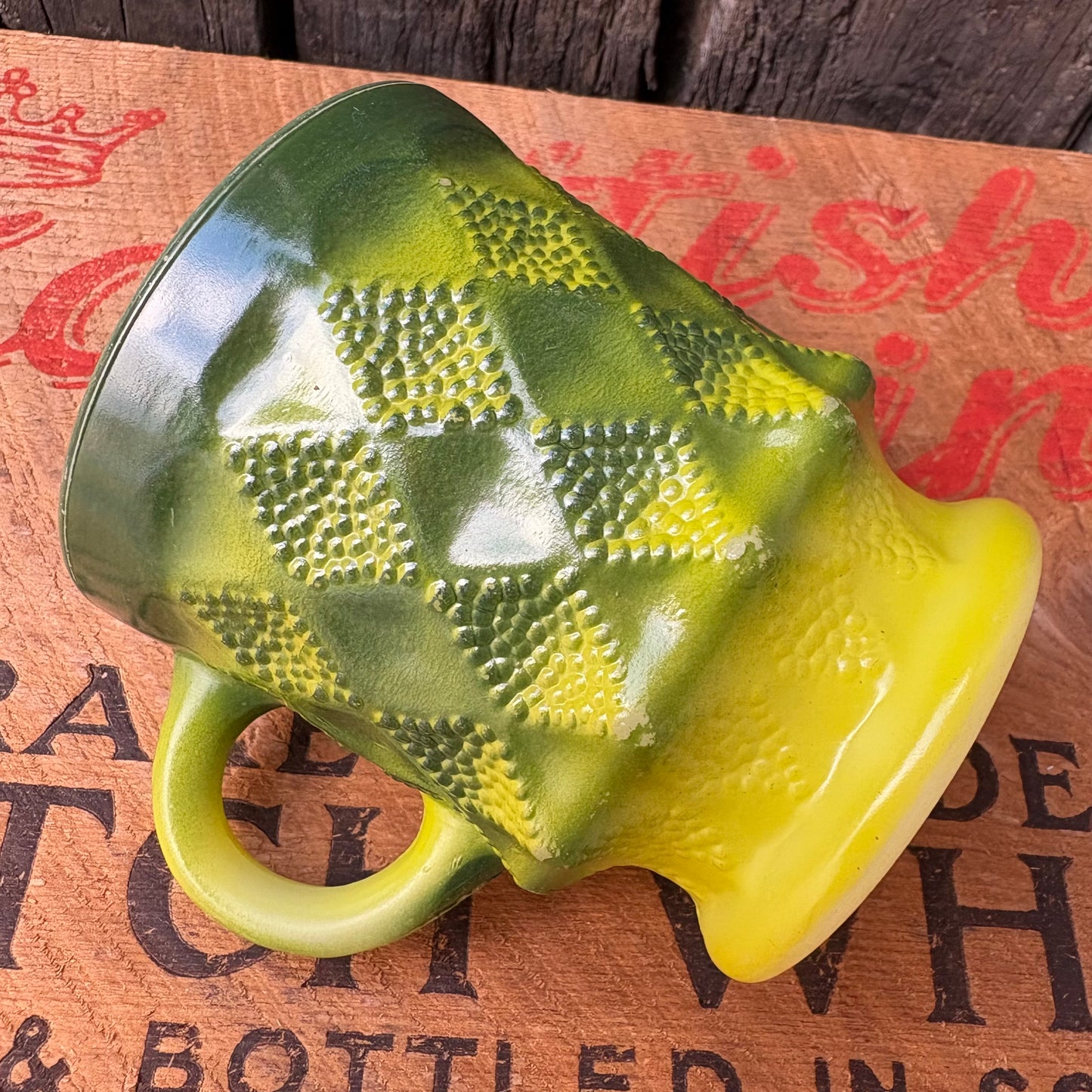【1960s-1976 USA vintage】Fire-King Kimberley mug Green