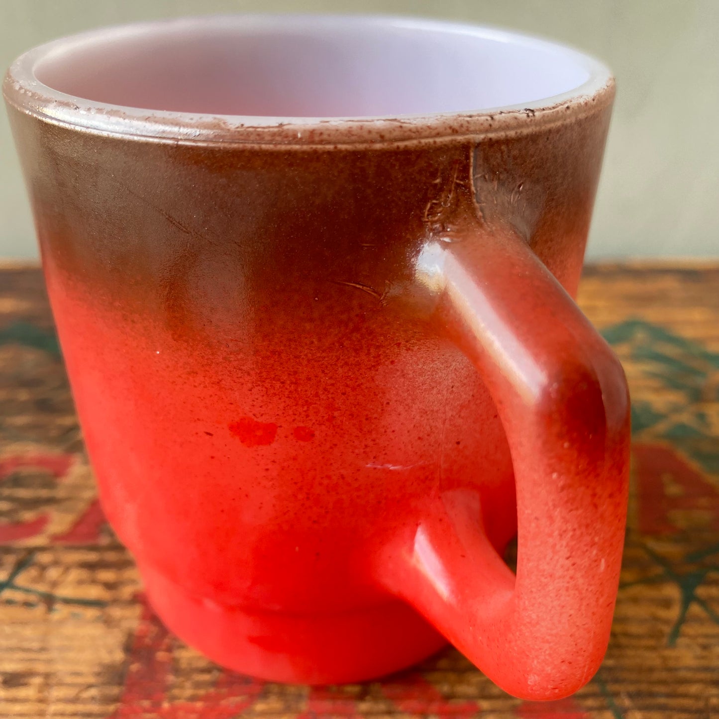 【1960-1976 USA vintage】Fire-King mug Brown×Red