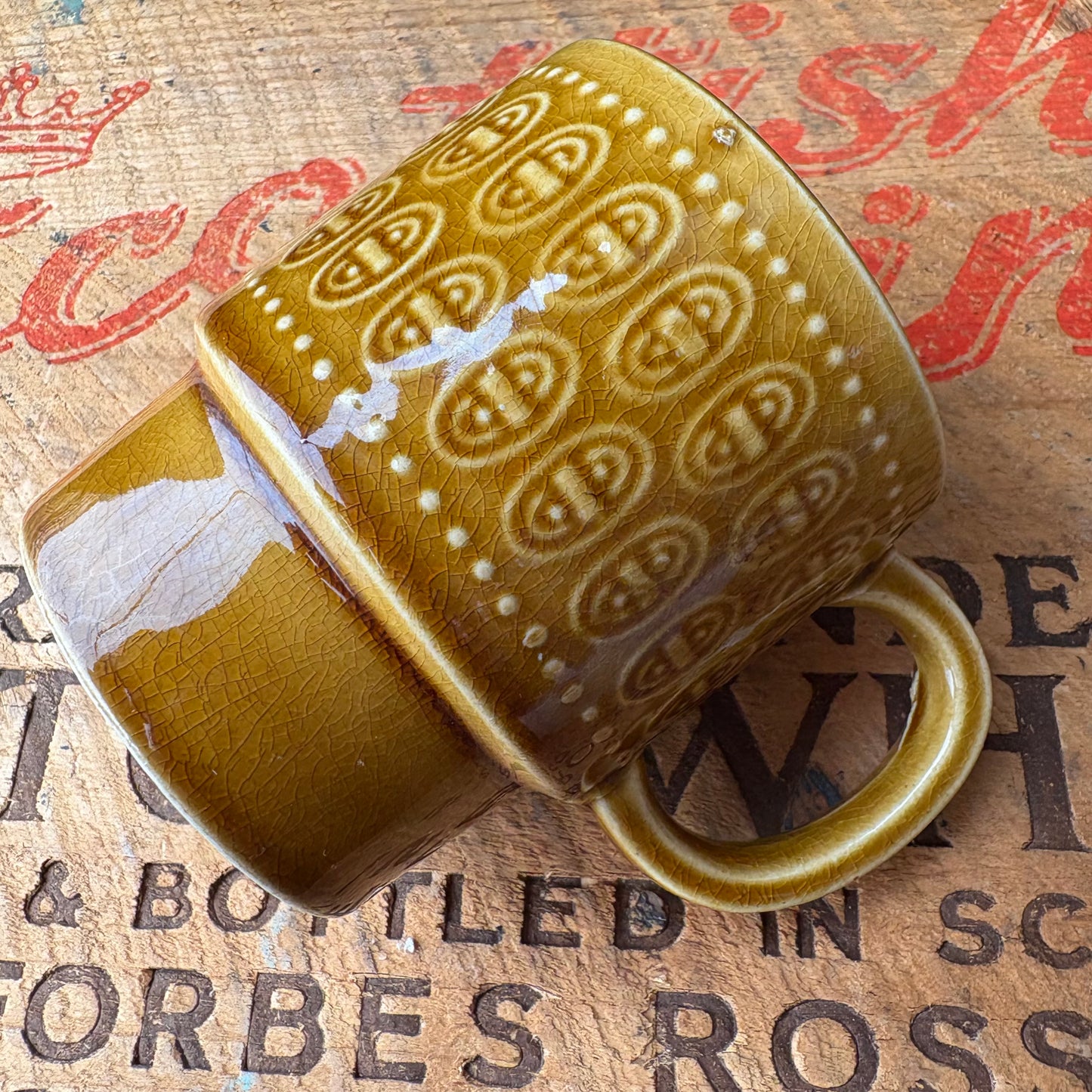 【1970s vintage】JAPAN stacking mug camel brown