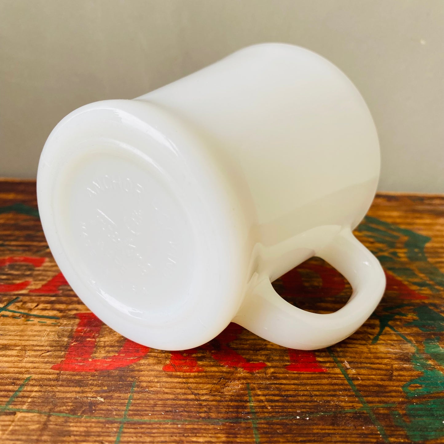 【1960s USA vintage】Fire-King D handle mug milk white