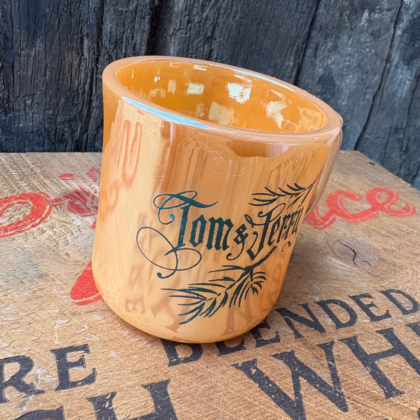 【1951-1960 USA vintage】Fire-King “Peach Lustre” Tom & Jerry Mugcup