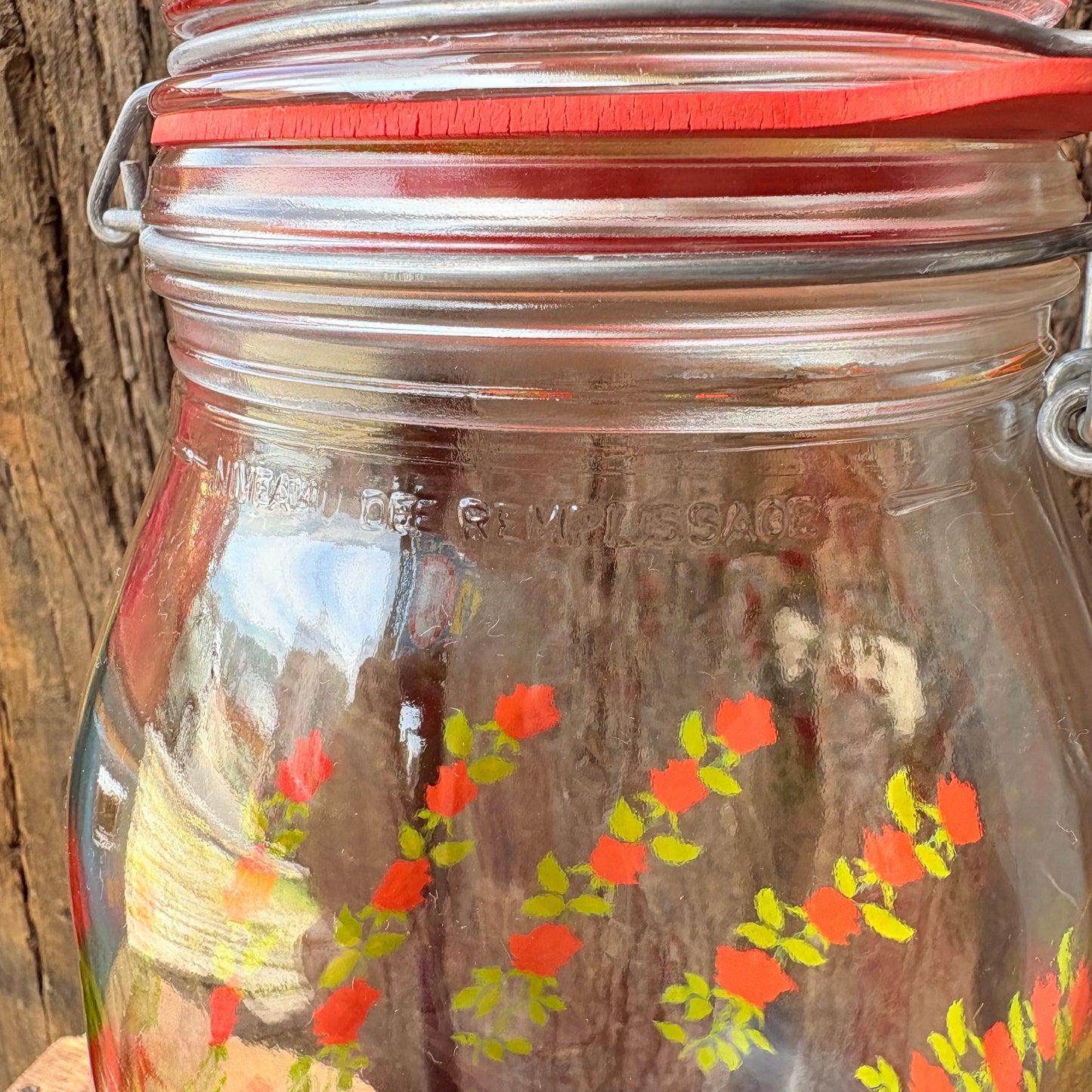 【1970s France vintage】ARC Rose Pattern Glass Canister