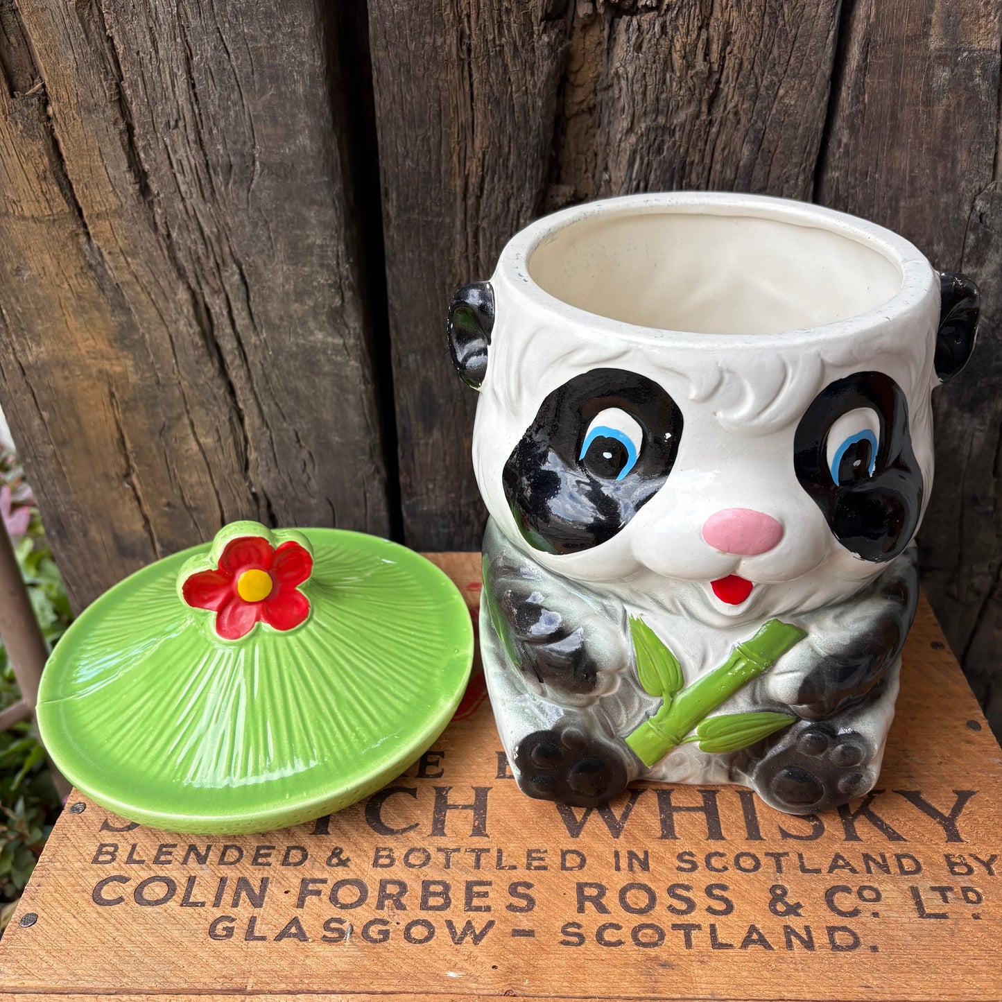 【1960s JAPAN vintage】Ceramic Cookie Jar panda