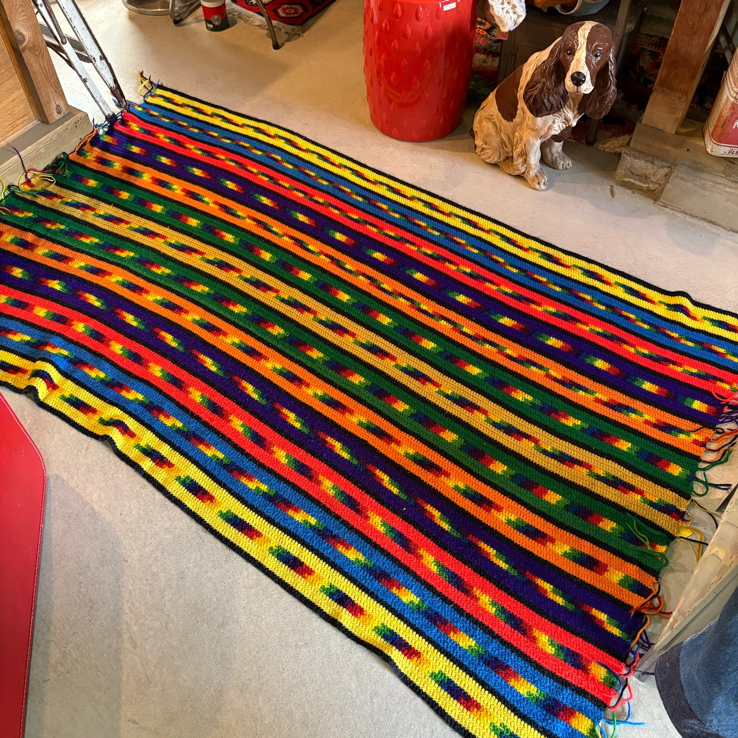 【USA vintage】granny blanket rainbow