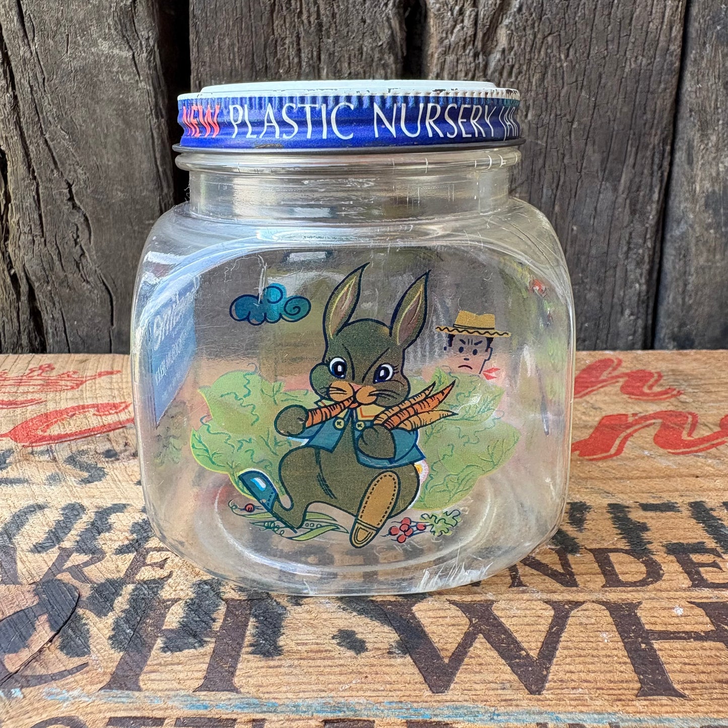 【1967 USA vintage】Vaseline Peter Rabbit Plastic Nursery Jar