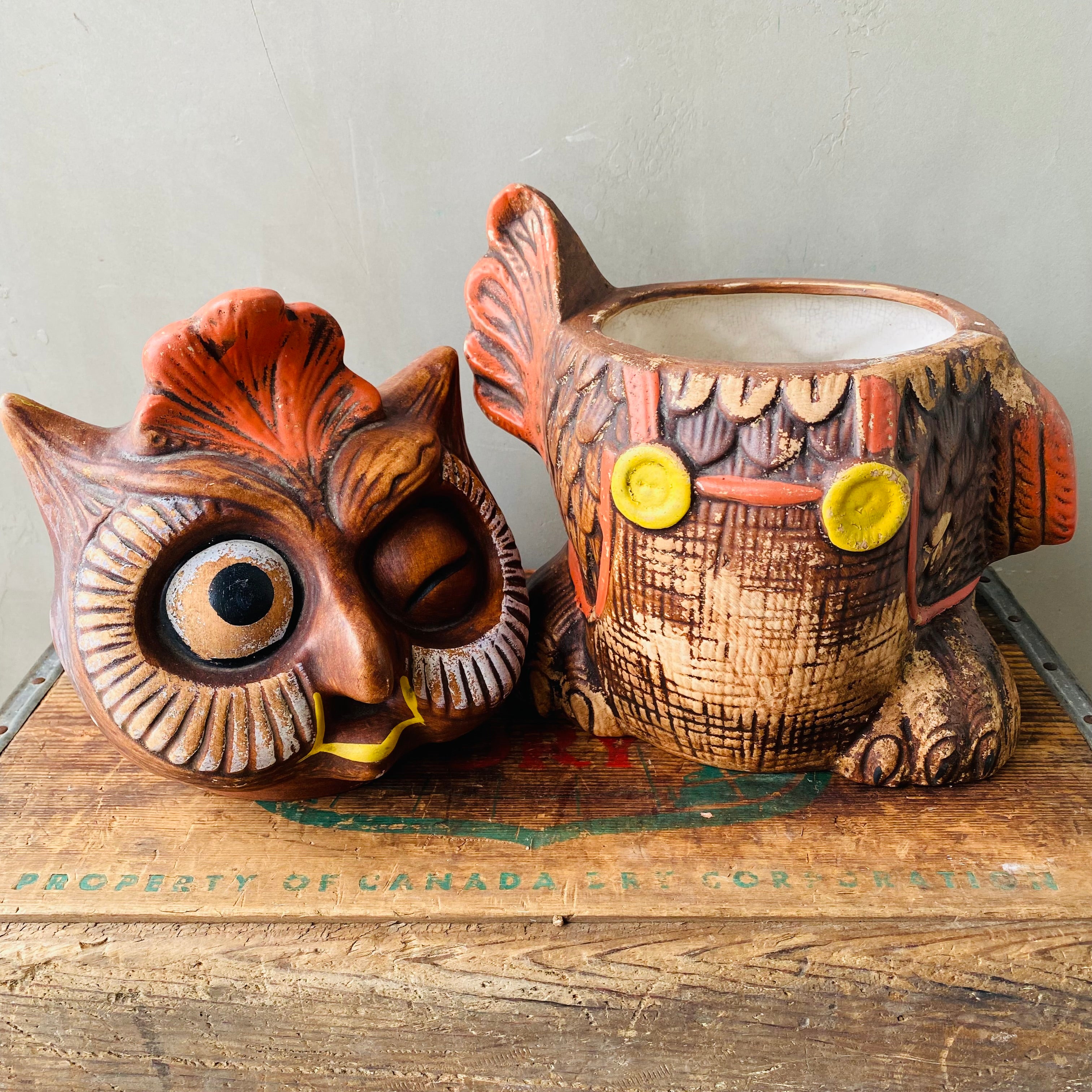 【1960s USA vintage 】owl cookie jar