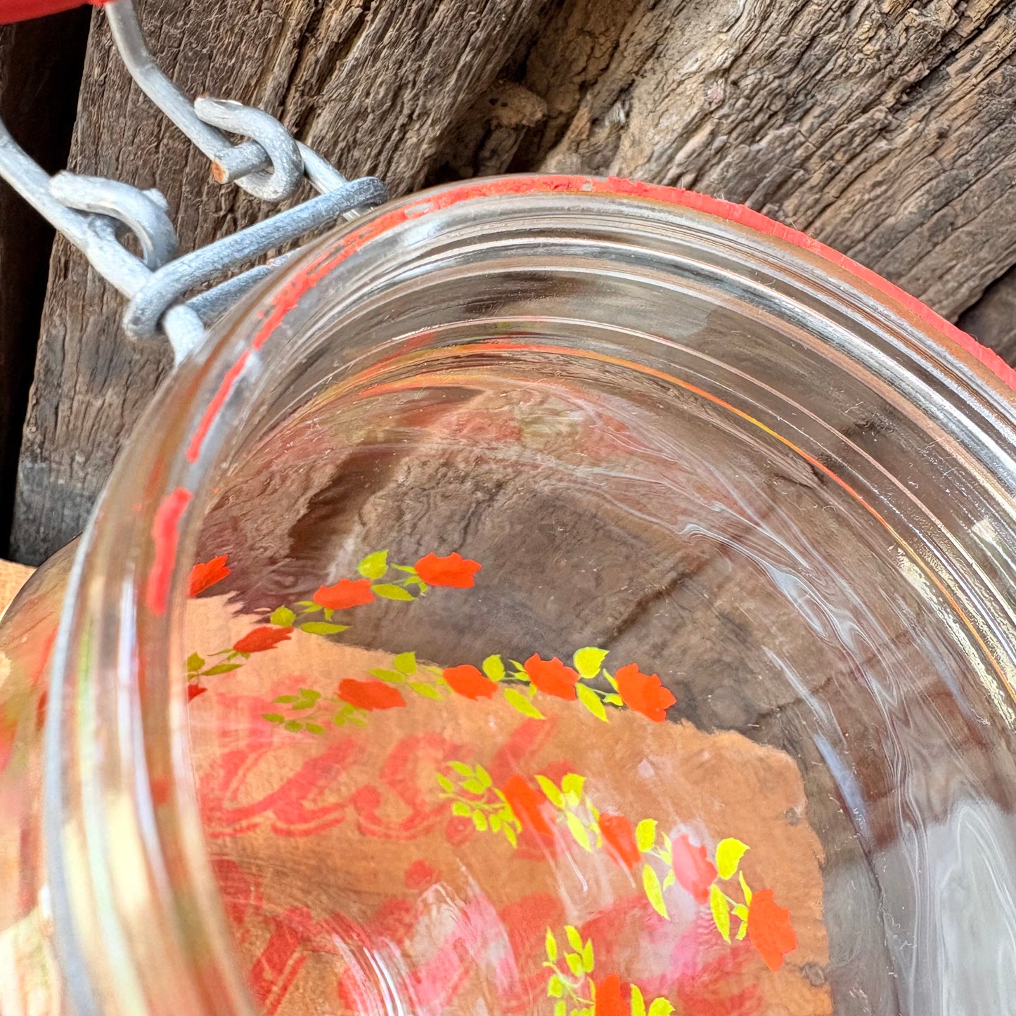 【1970s France vintage】ARC Rose Pattern Glass Canister