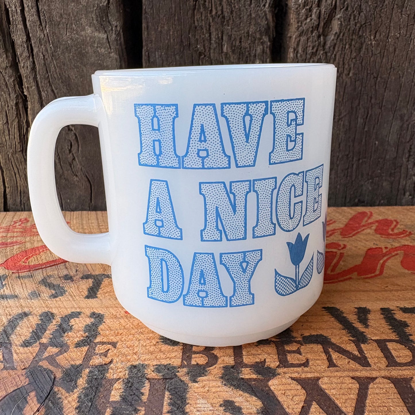 【USA vintage】GLASBAKE mug Tulip HAVE A NICE DAY