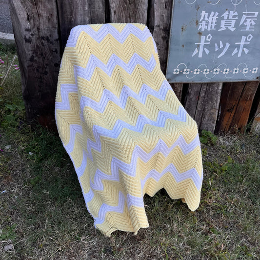 【USA vintage】Granny Blanket yellow ×white