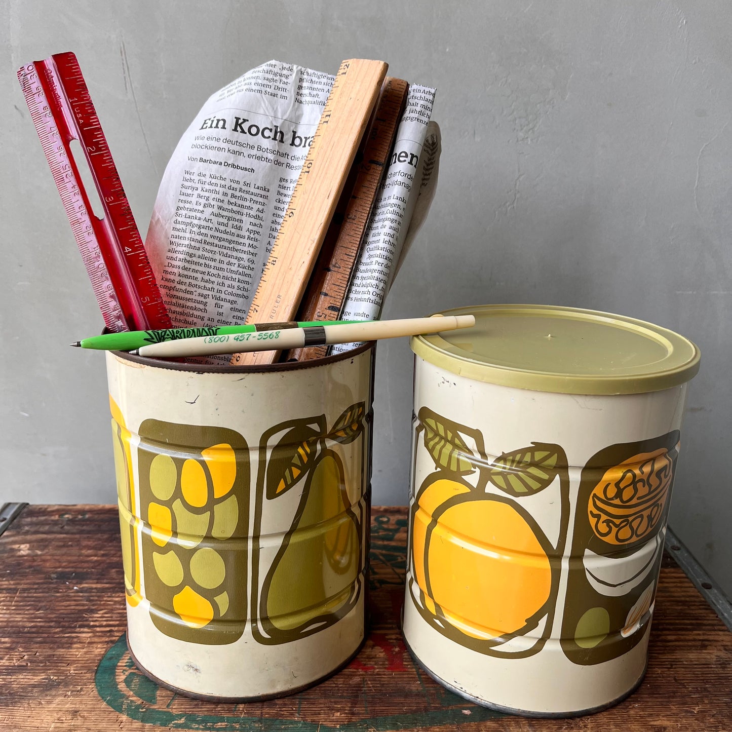 【USA vintage】Fruits Print Canister