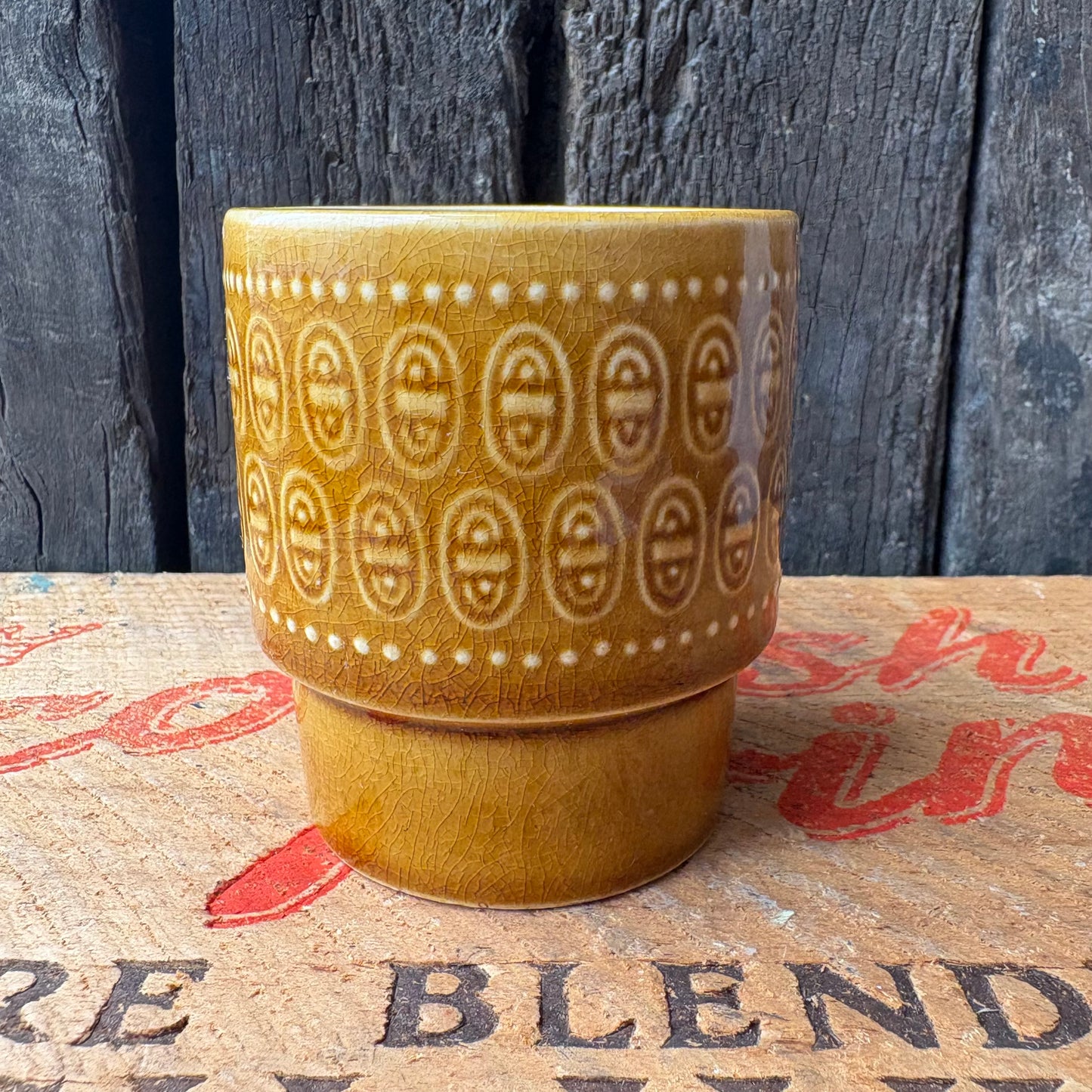 【1970s vintage】JAPAN stacking mug camel brown