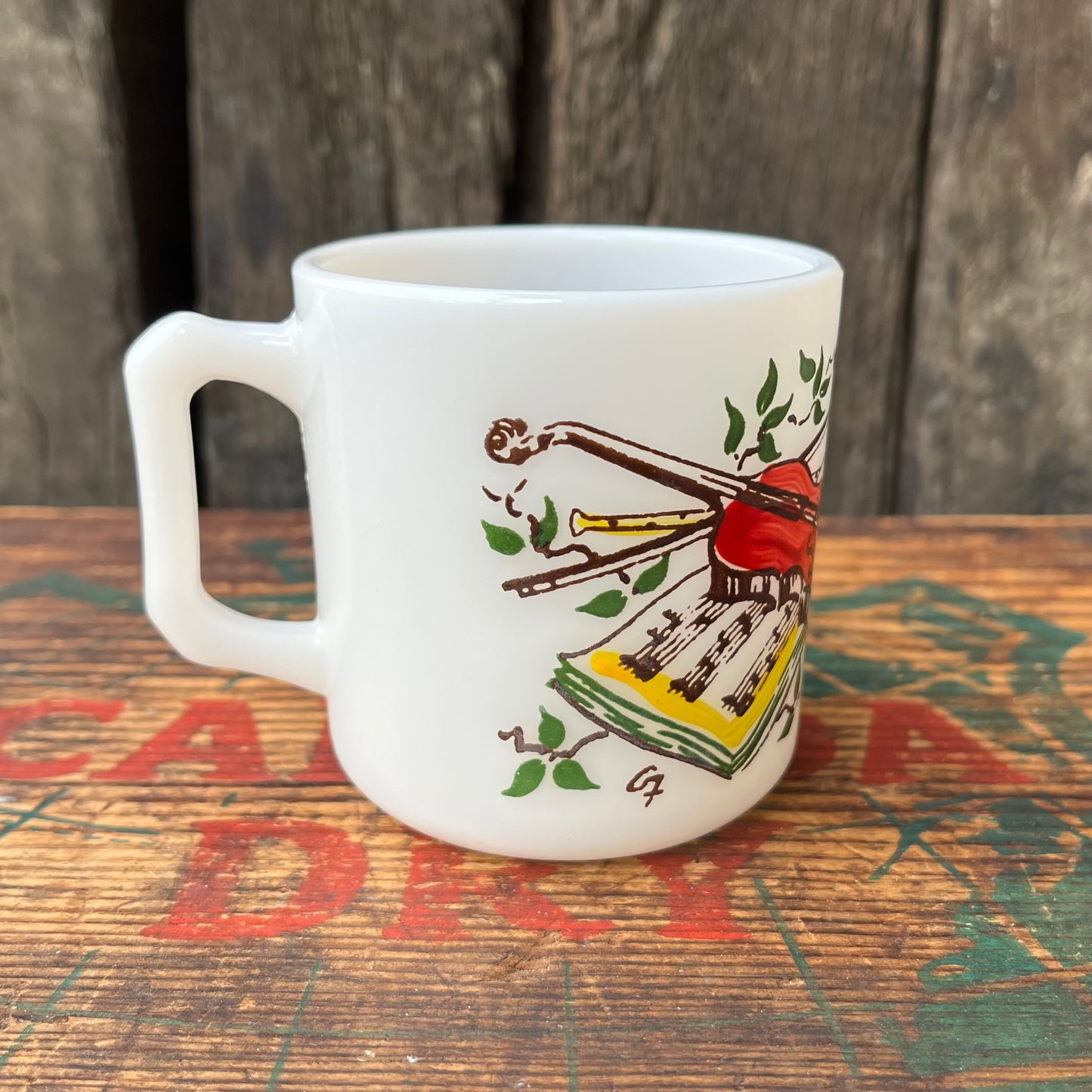 【USA vintage】60s Hazel Atlas Mug Cup EGG NOGG