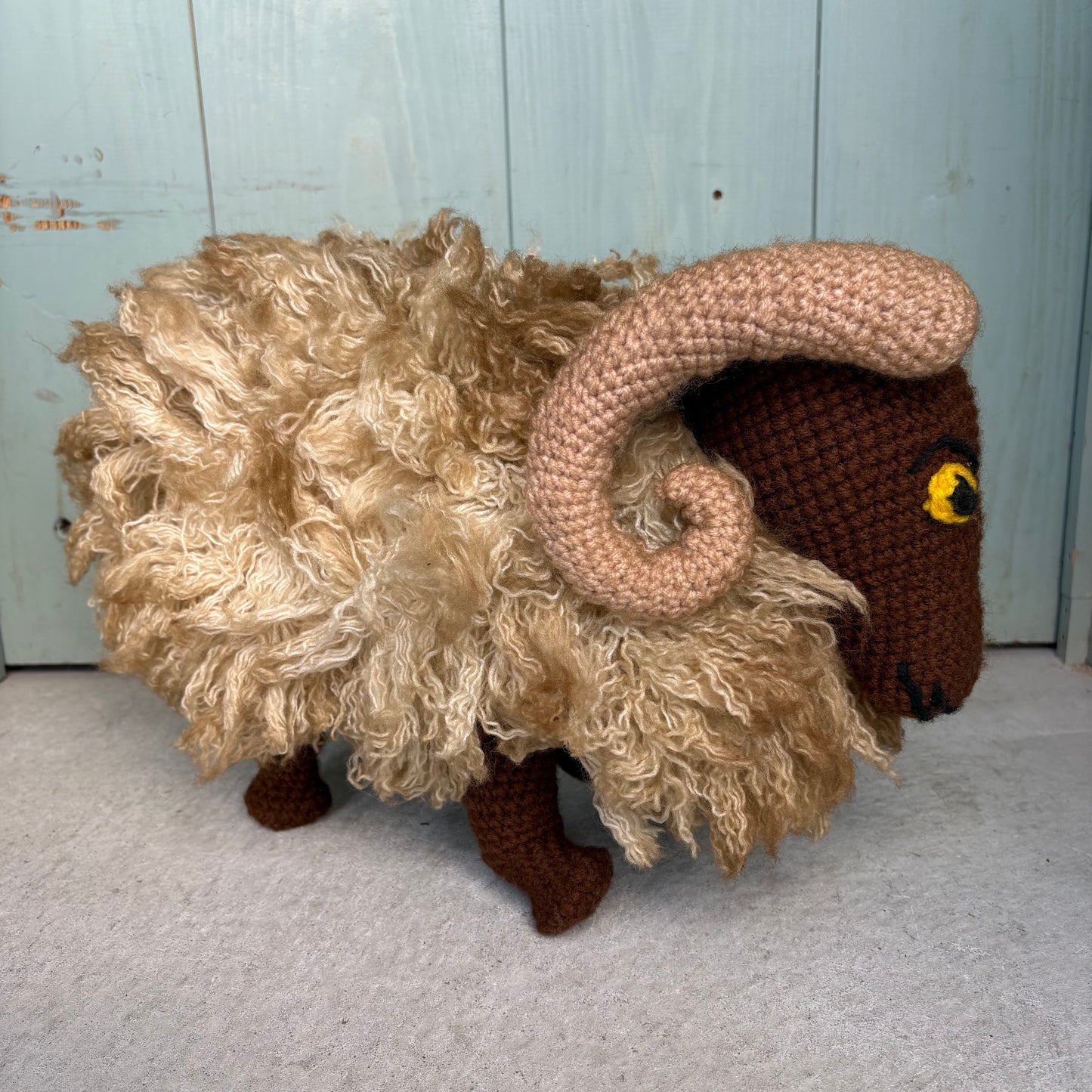 【USA vintage】Handmade Crochet Ram Doll