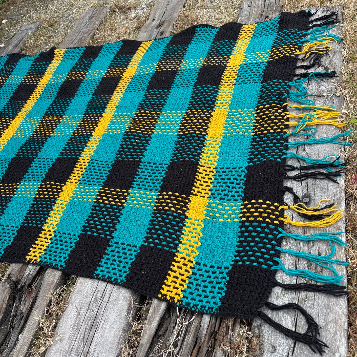 【 USA vintage】granny blanket check pattern