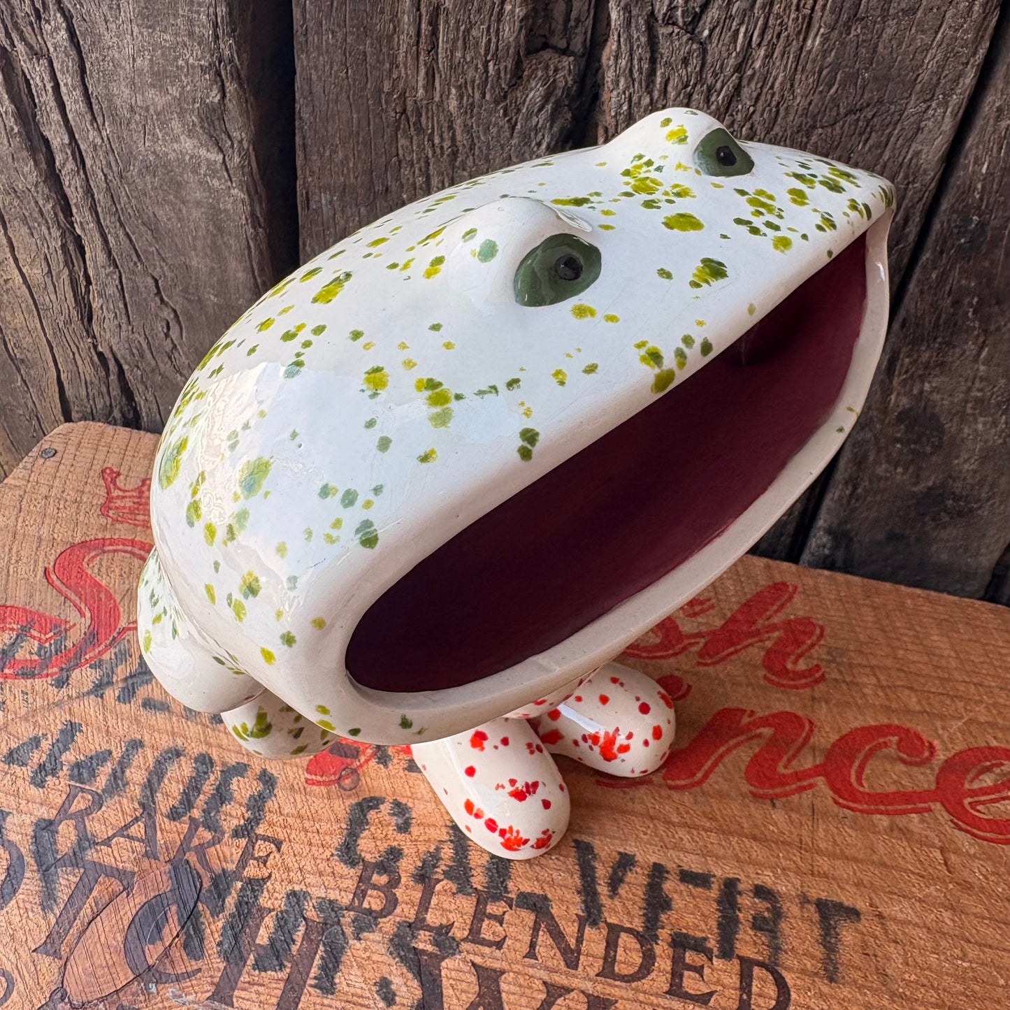 【1970s USA vintage】Ceramic Frog Candy Dish
