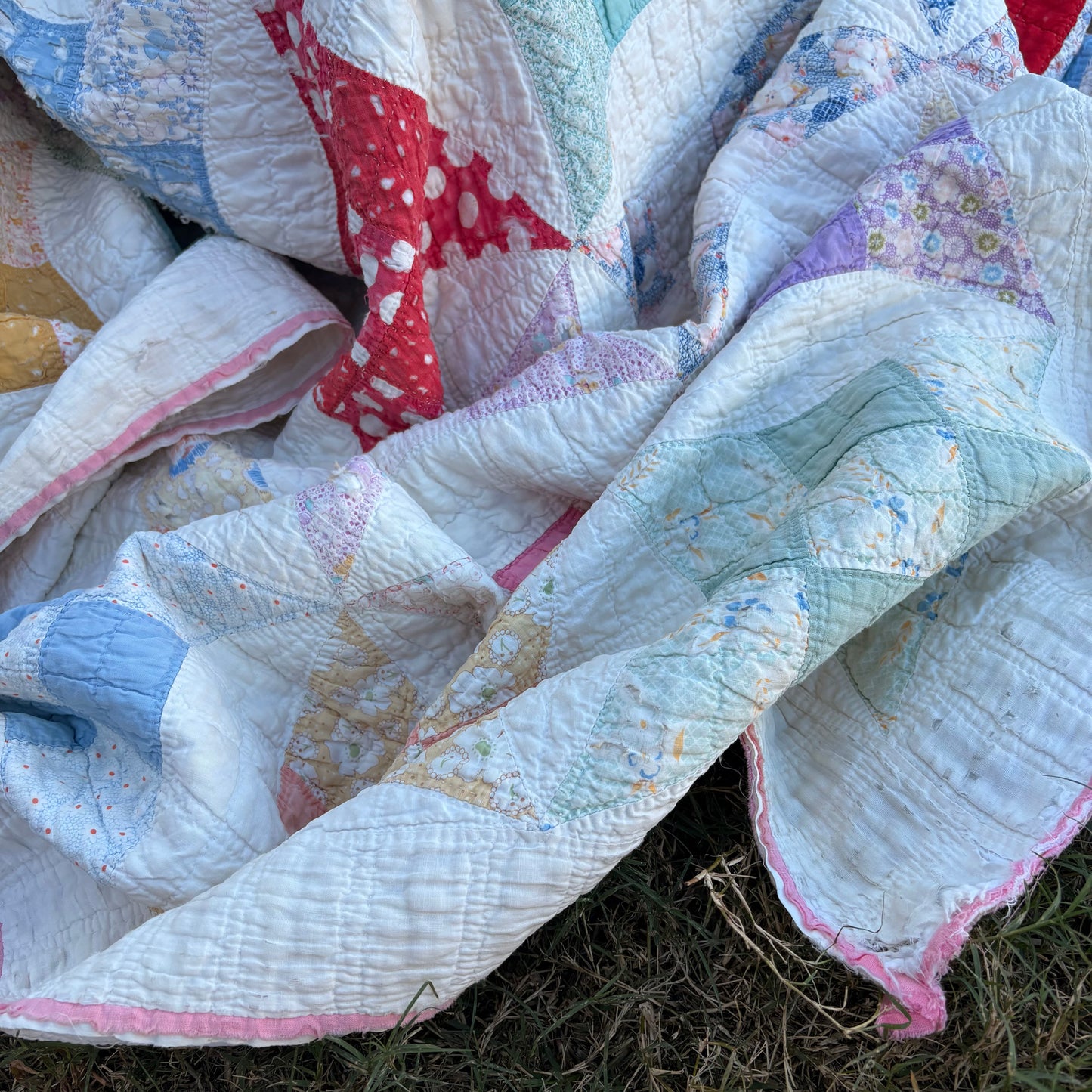 【USA vintage】feed sack antique quilt