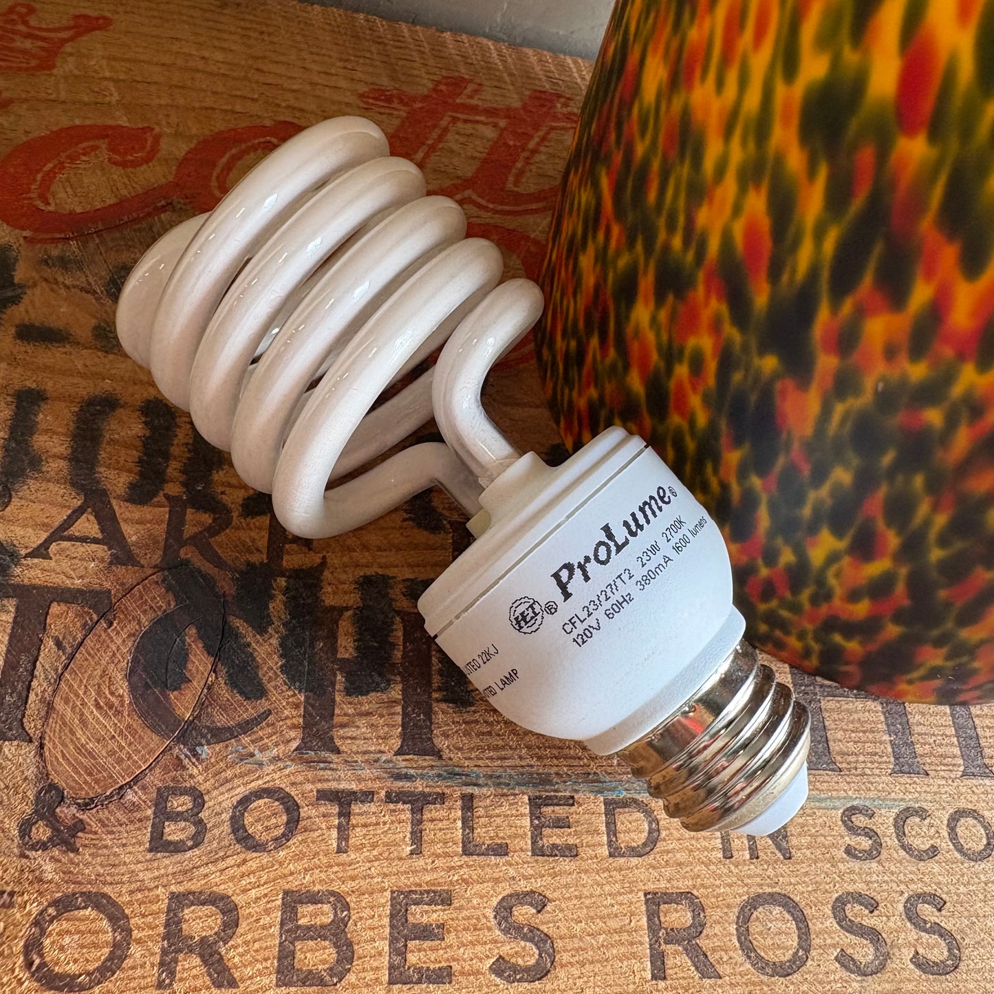 【1970s USA vintage】Yellow Speckled Glass Hanging Pendant Lamp