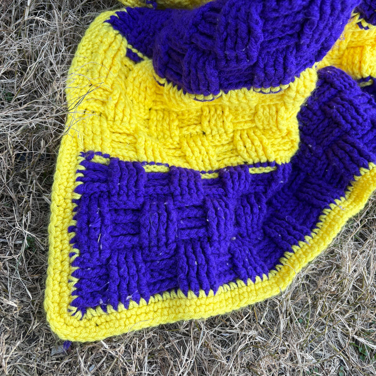 【USA vintage】granny blanket purple×yellow