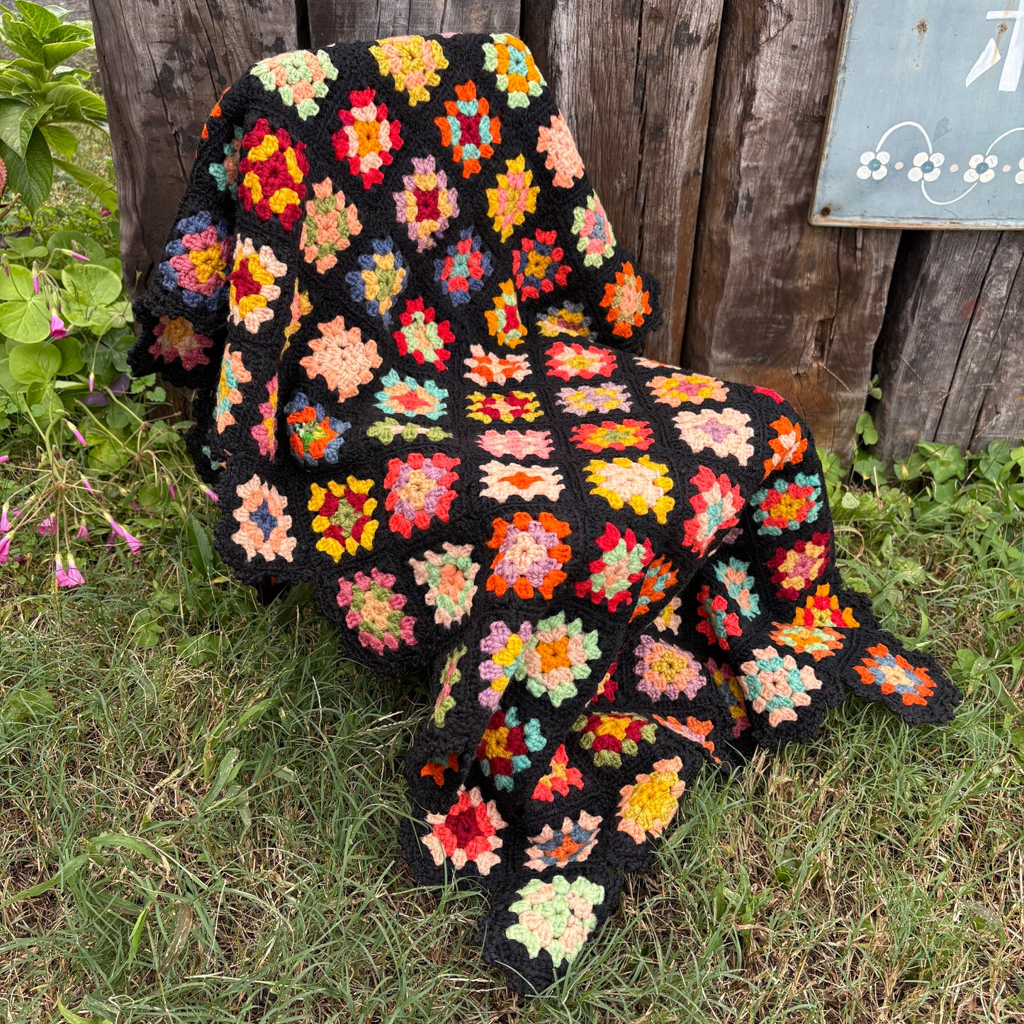 【USA vintage】granny square blanket