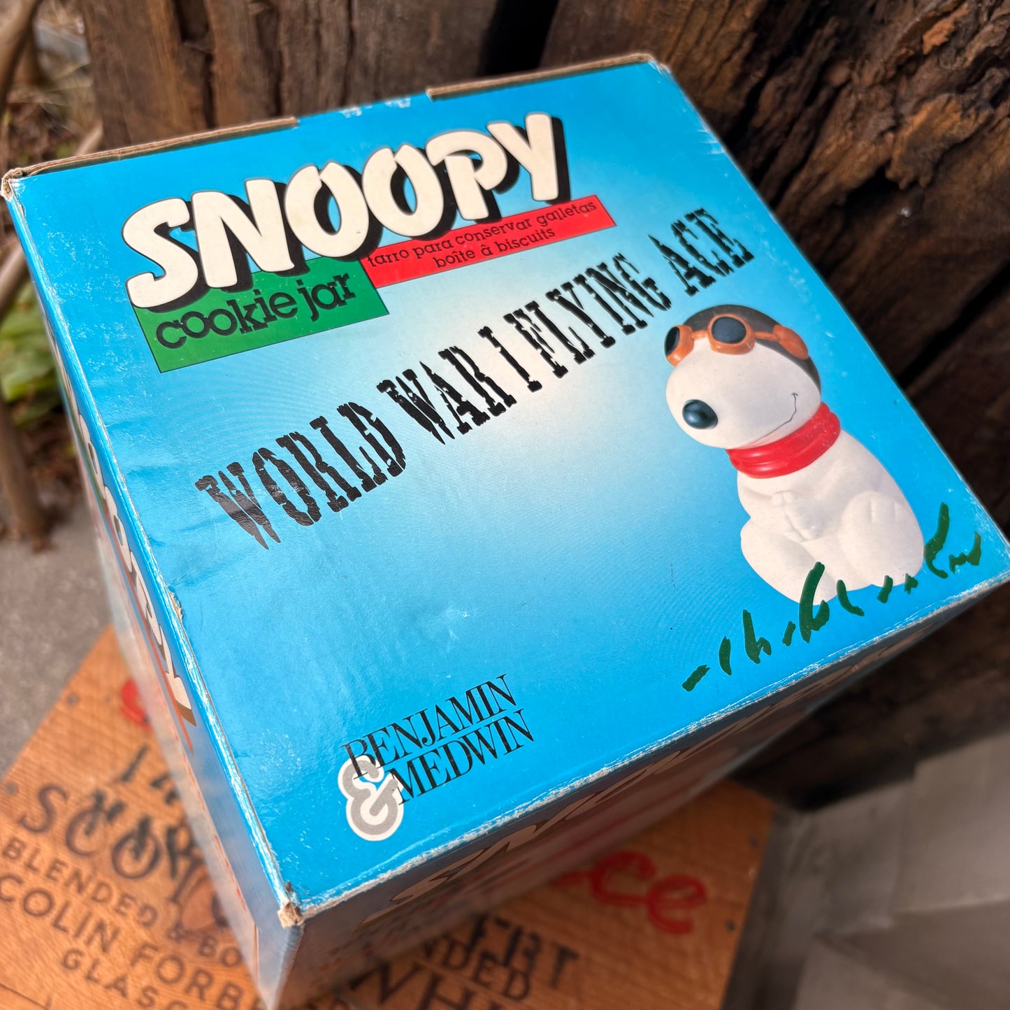 【1990s vintage】SNOOPY Flying Ace Cookie Jar Peanuts Benjamin & Medwin