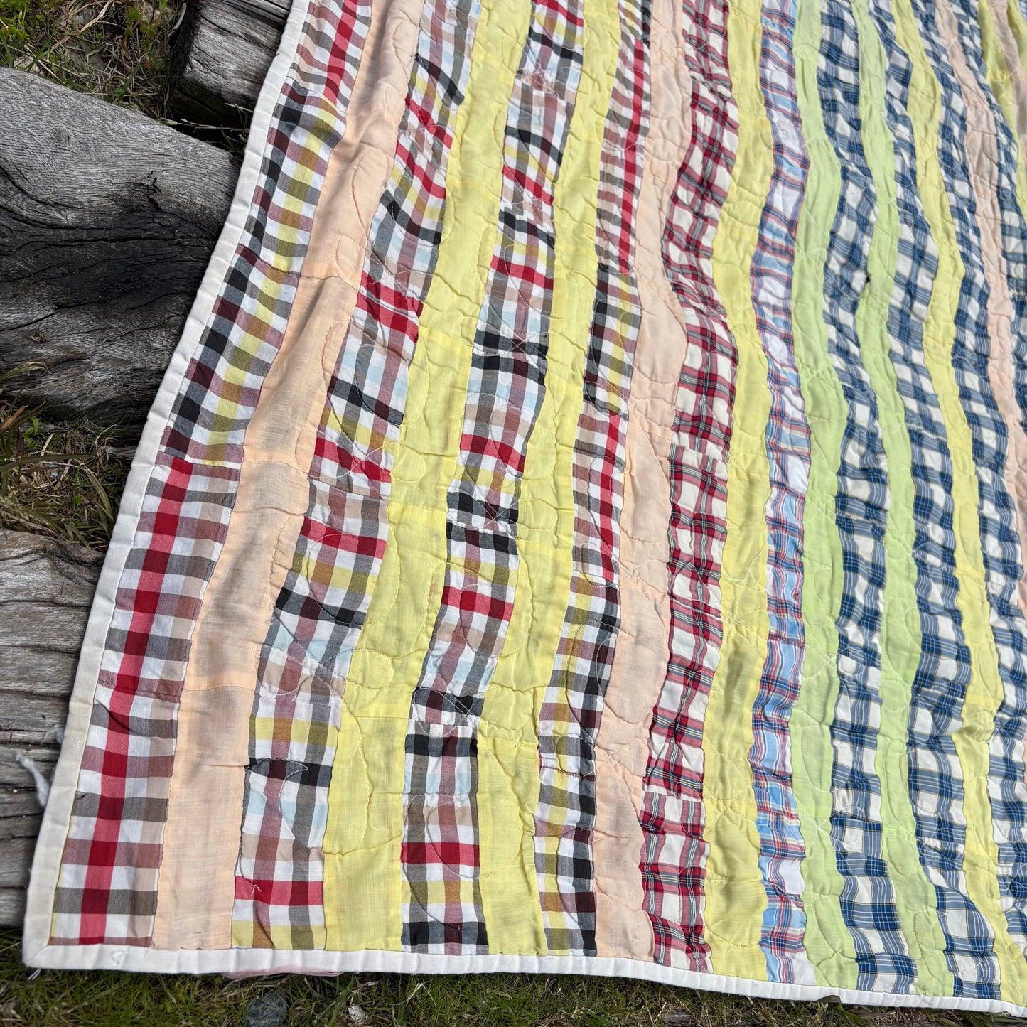 【USA vintage】Patchwork Quilt / Multi Stripe