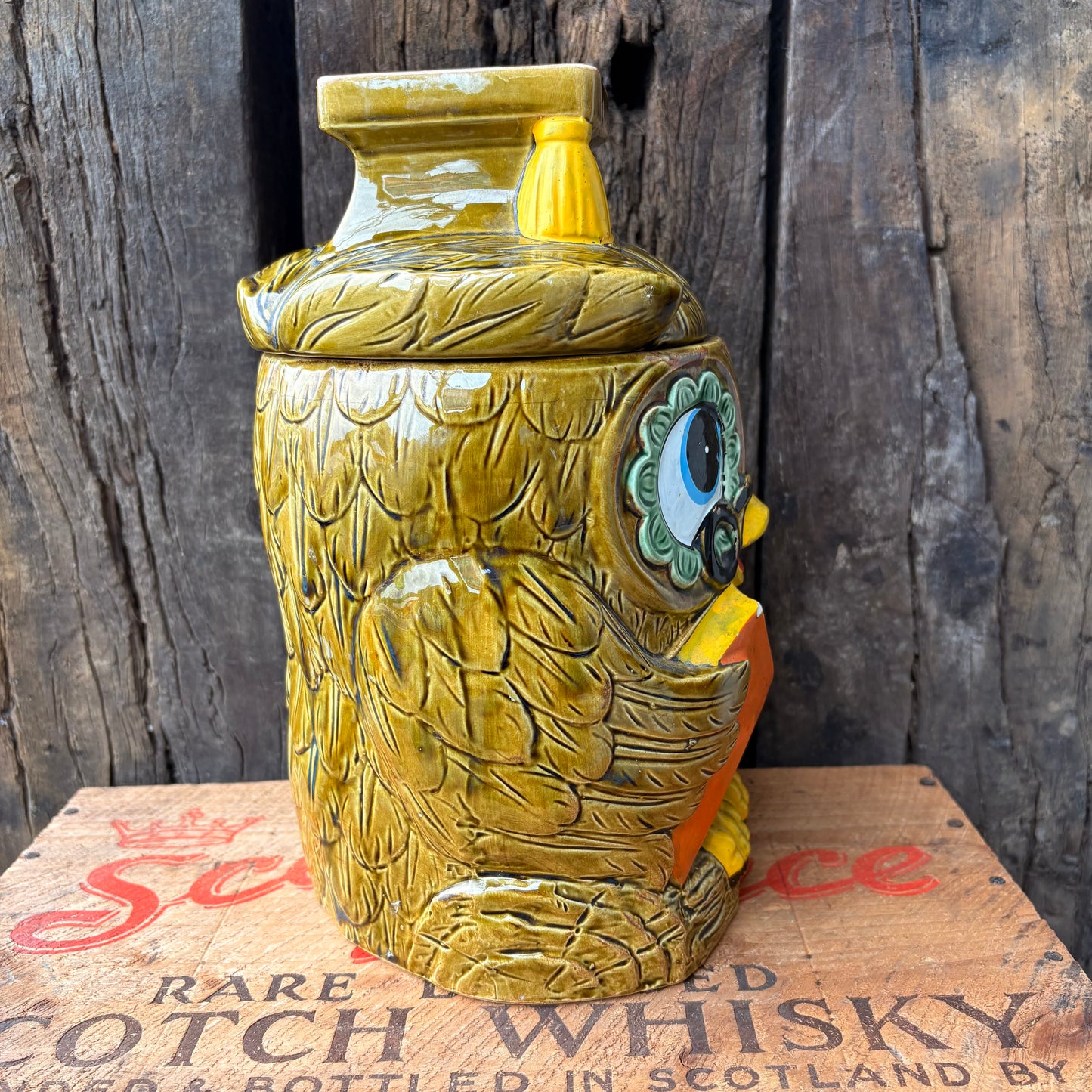 【1970s JAPAN vintage】Green Owl Cookie Jar
