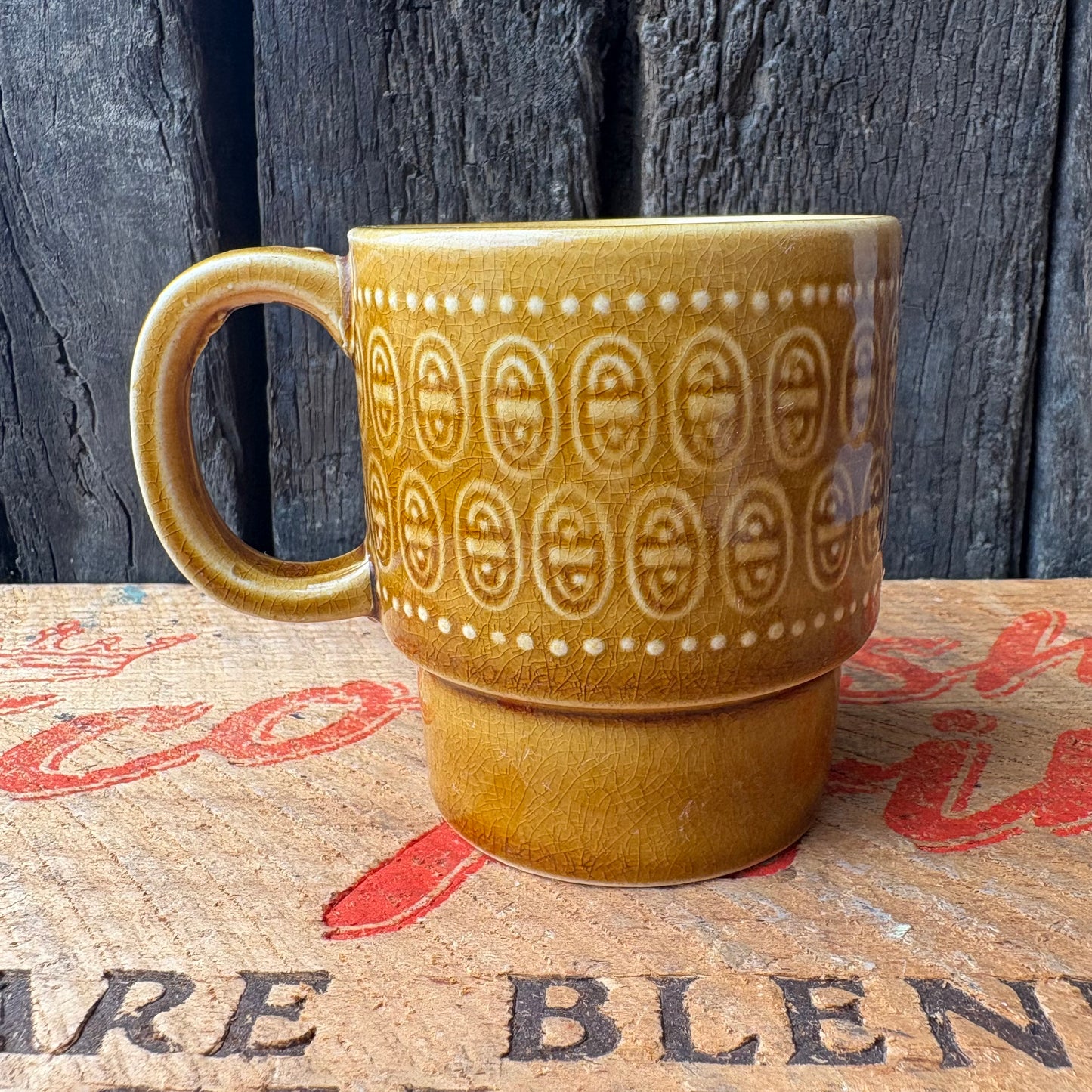 【1970s vintage】JAPAN stacking mug camel brown