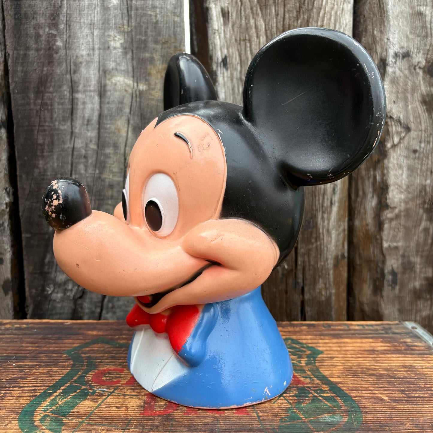 【1971 USA vintage】PLAY PAL Disney Mickey Mouse head coin bank