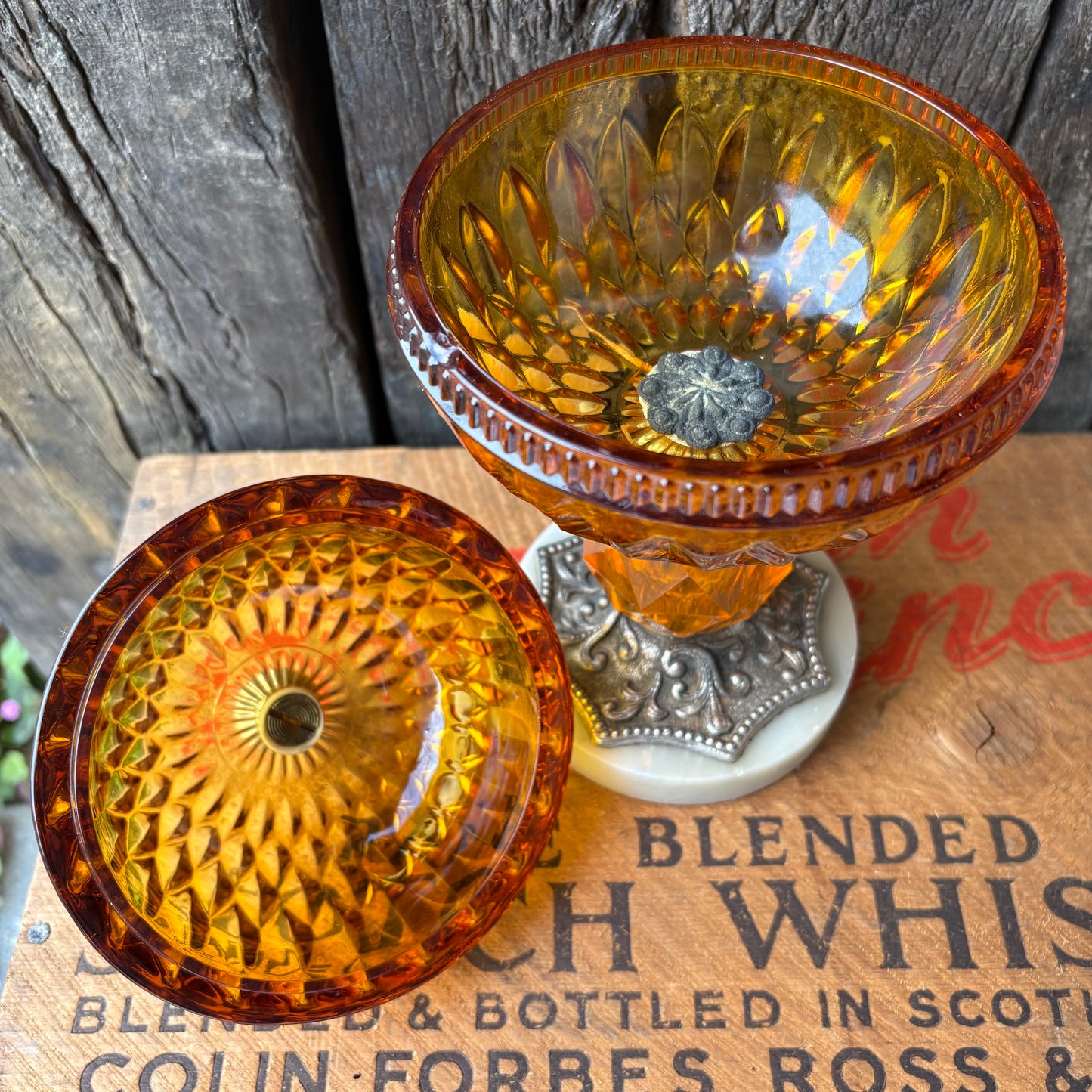 【USA Vintage】Amber Glass Candy Dish