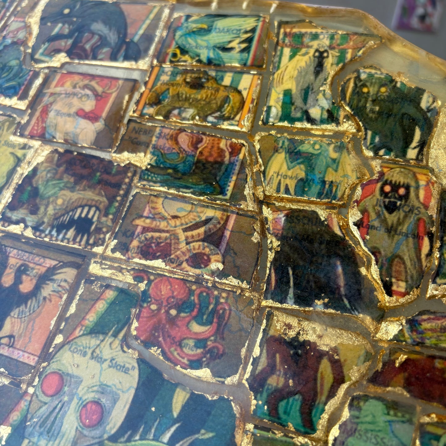 【1950s60s USA vintage】United States Map Art Object