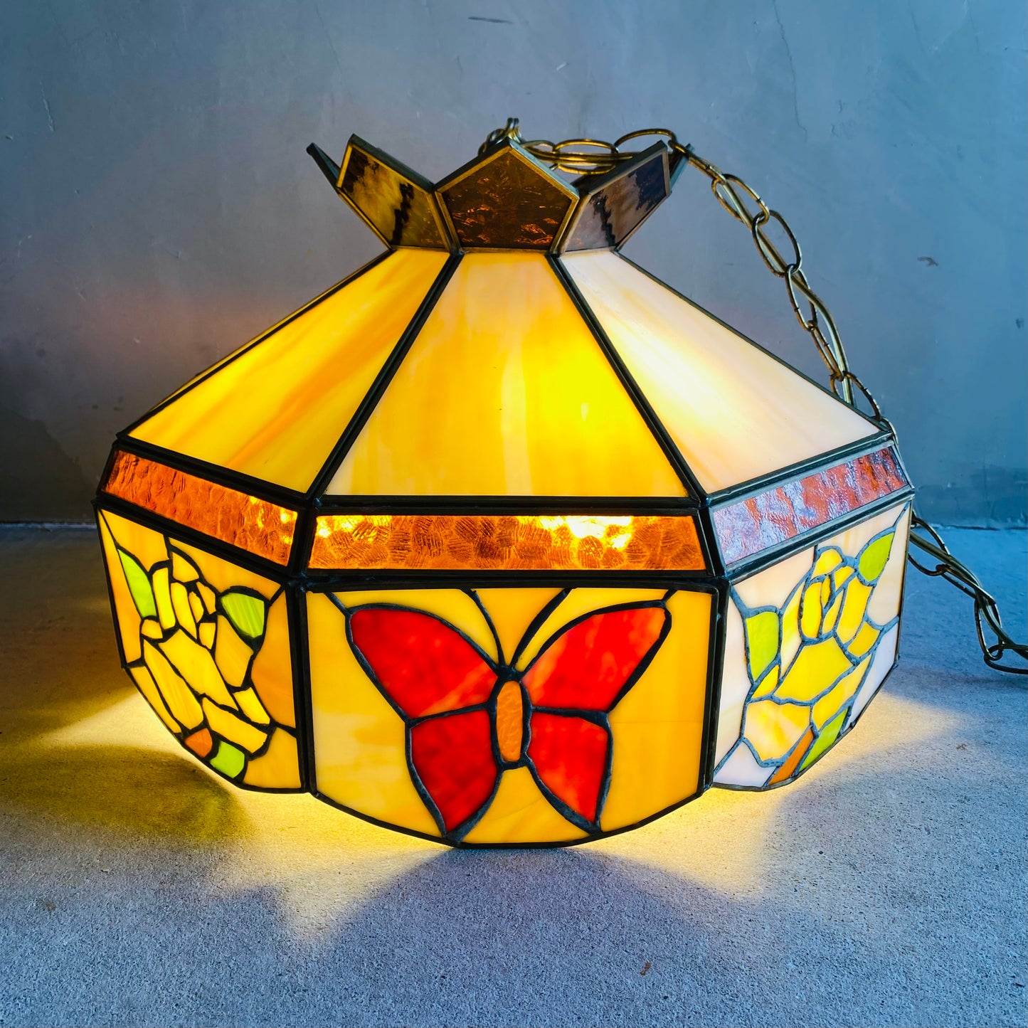 【USA vintage】stained glass pendant Lamp