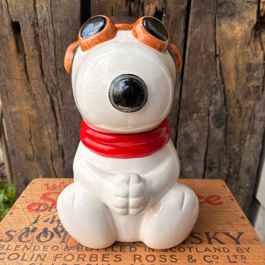 【1990s vintage】SNOOPY Flying Ace Cookie Jar Peanuts Benjamin & Medwin