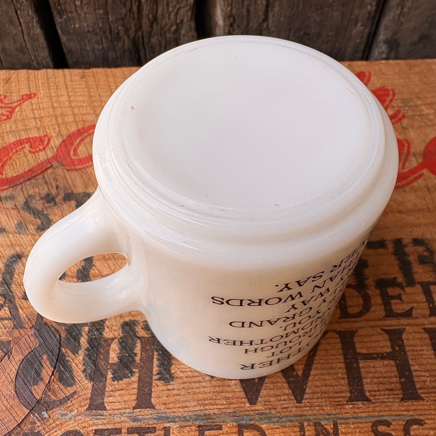 【USA vintage】 Hazel Atlas GRANDMOTHER Milk Glass Mug