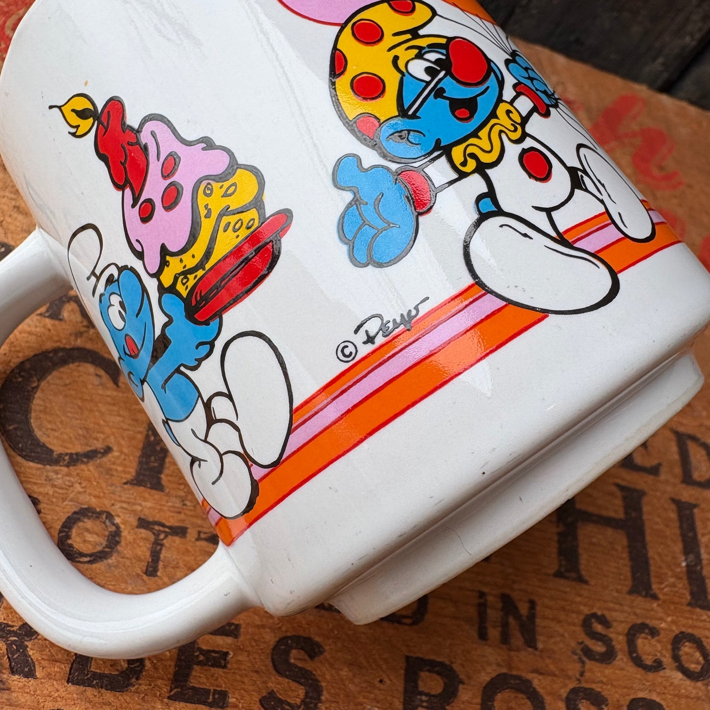 【1980s vintage】Smurfs Happy Birthday Mug