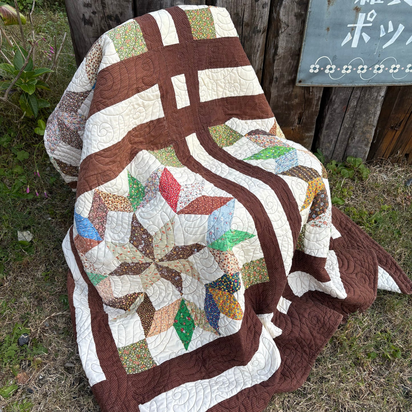 【USA vintage】feed sack antique quilt