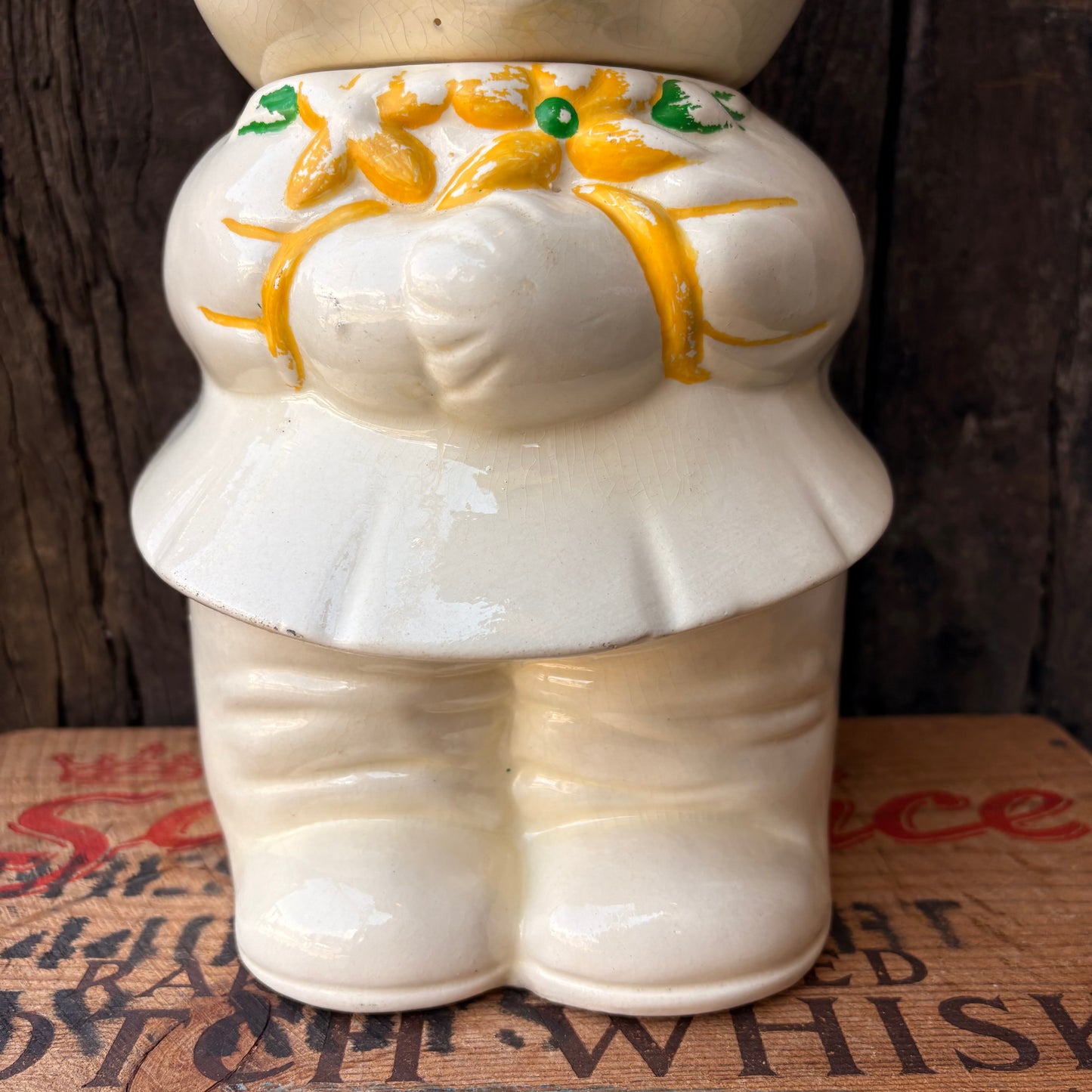 【1940s USA vintage】American Bisque Turnabout Bear Cookie Jar