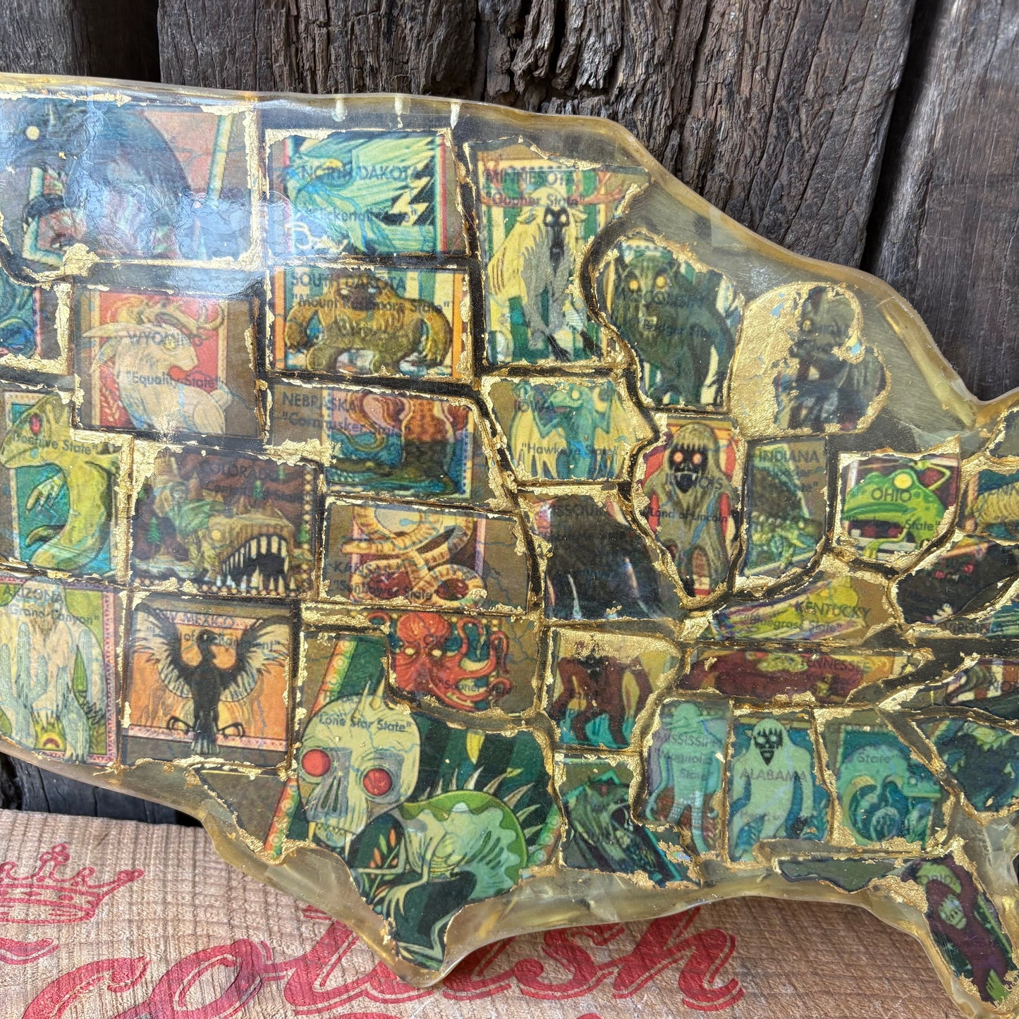【1950s60s USA vintage】United States Map Art Object
