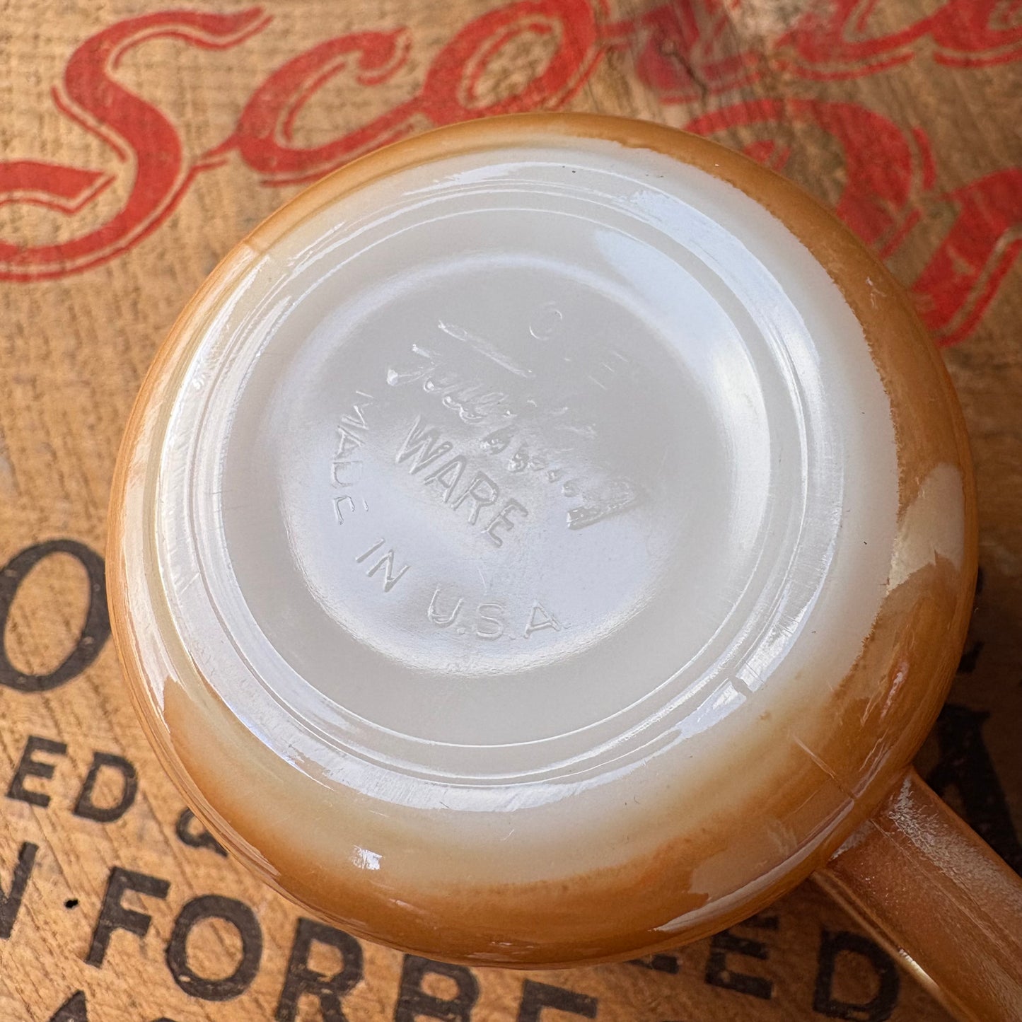 【1951-1960 USA vintage】Fire-King “Peach Lustre” Tom & Jerry Mugcup