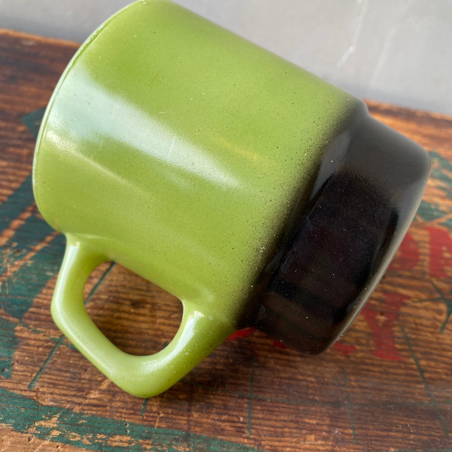 【1960s USA vintage】Fire-King mug Green×Black