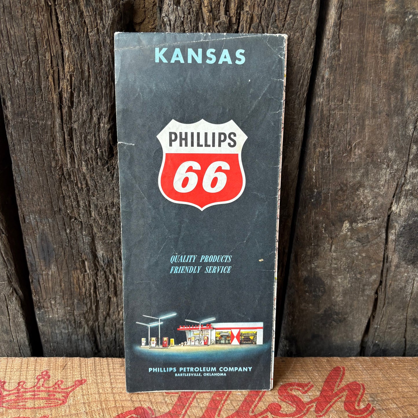 【1960 USA vintage】Phillips 66 Kansas Road Map