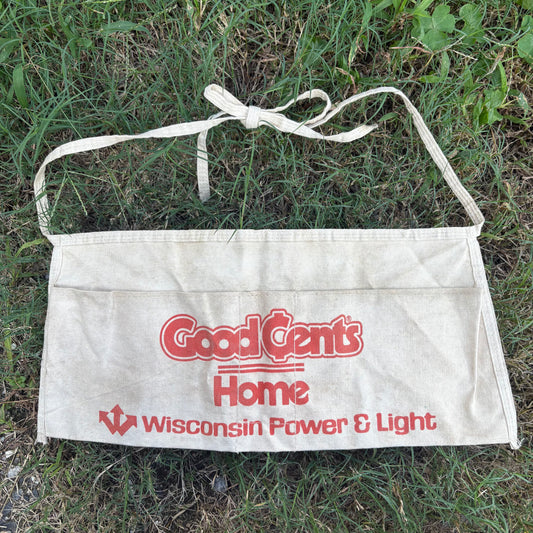 【1960s-1970s USA vintage】Wisconsin Power & Light Advertising Work Apron