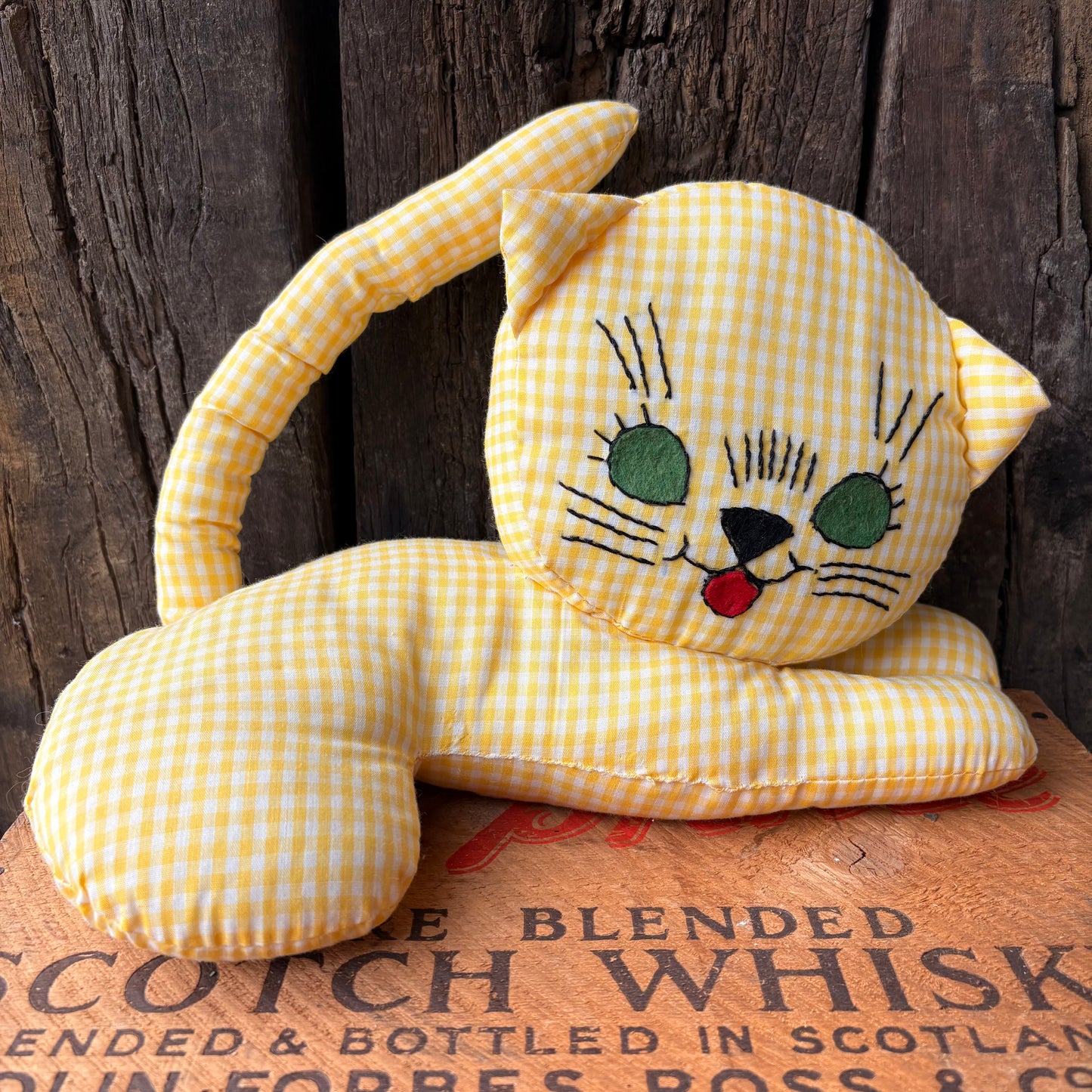 【USA Vintage】 Handmade Gingham Cat