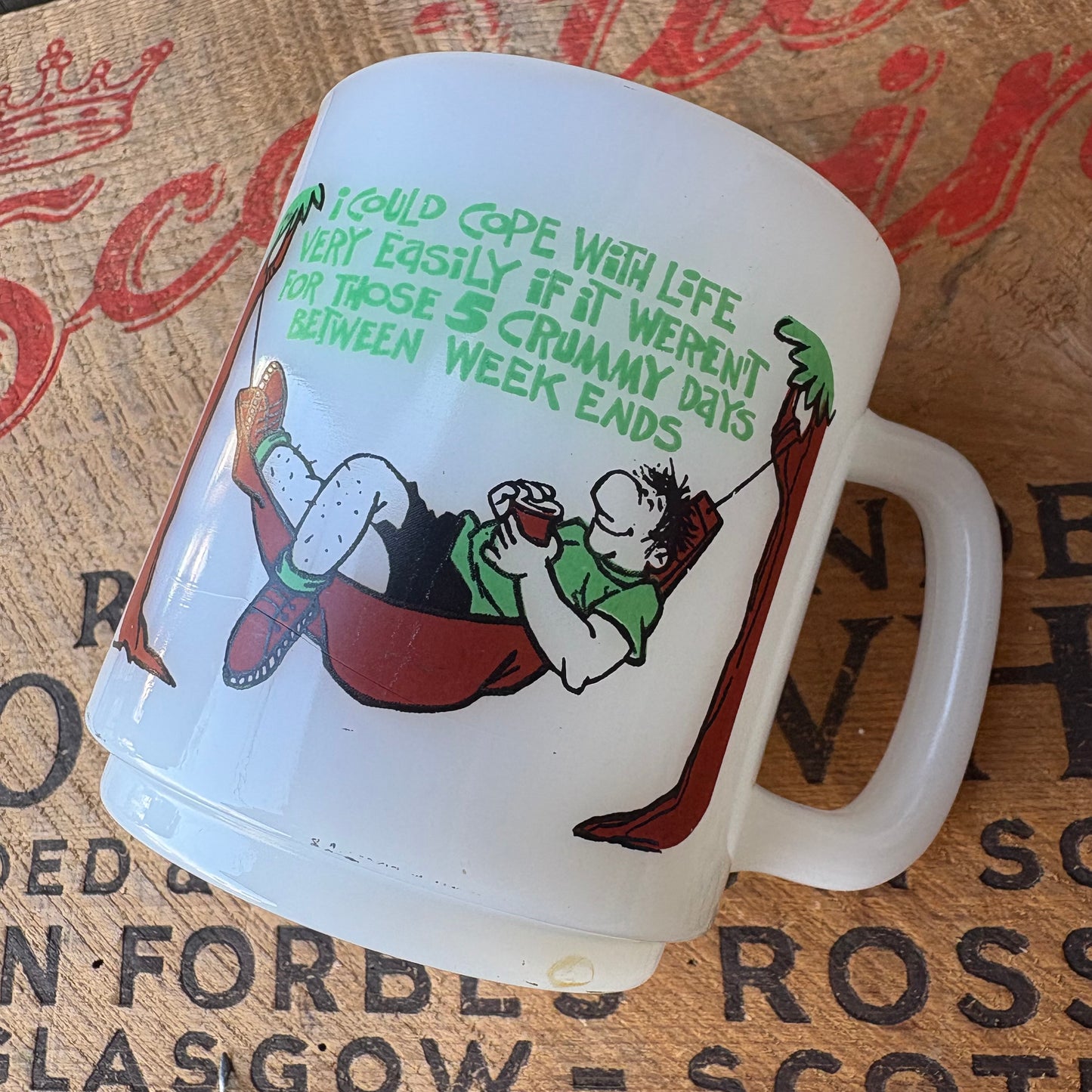 【1980s USA Vintage】Glasbake Milk Glass Mug