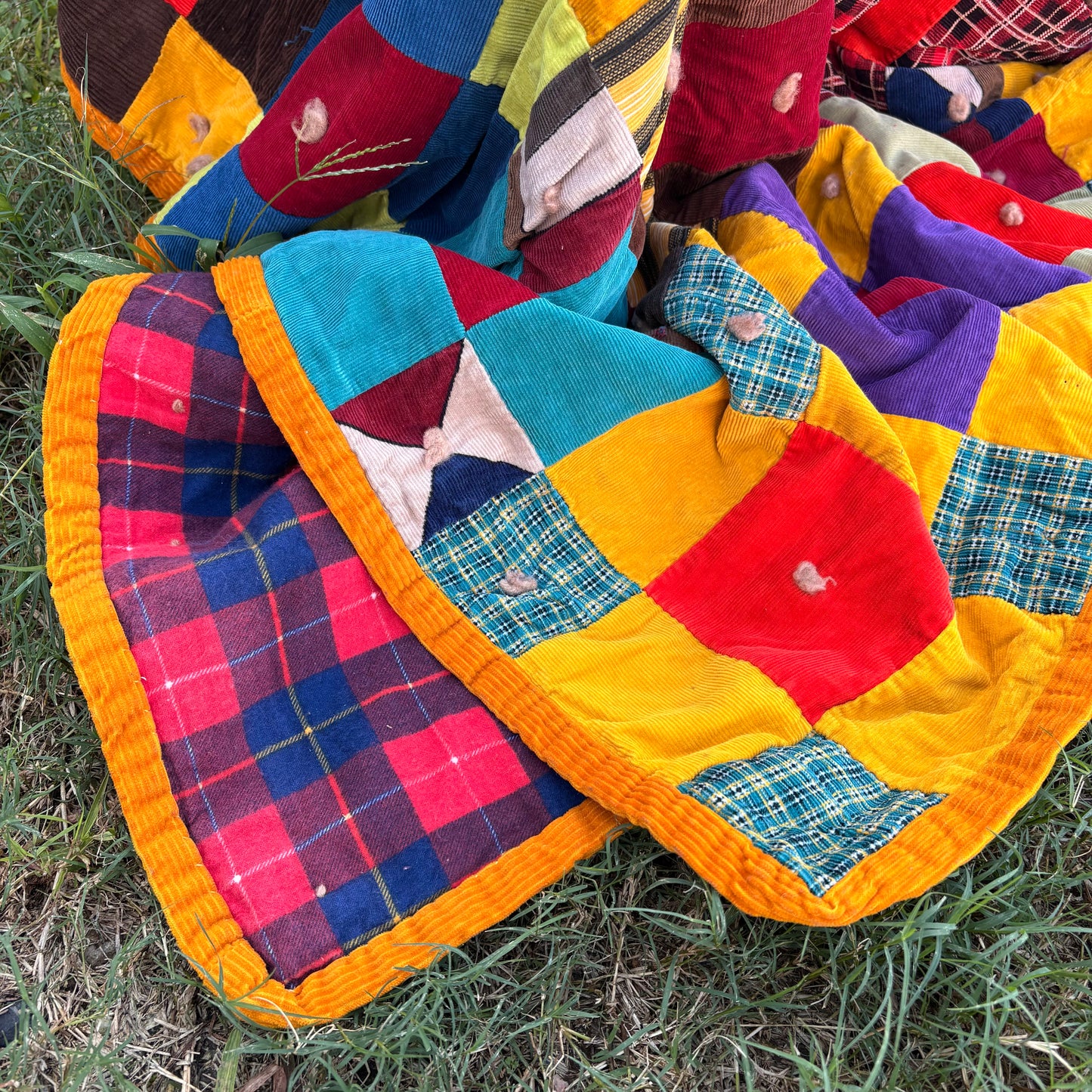 【USA Vintage】 Handmade Patchwork Quilt Blanket