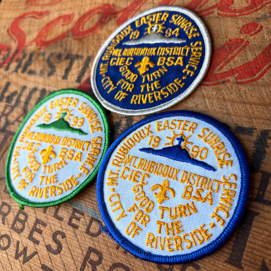 【1990s USA vintage】Mt. Rubidoux Easter Sunrise Service BSA Embroidered Patch 3pcs Set