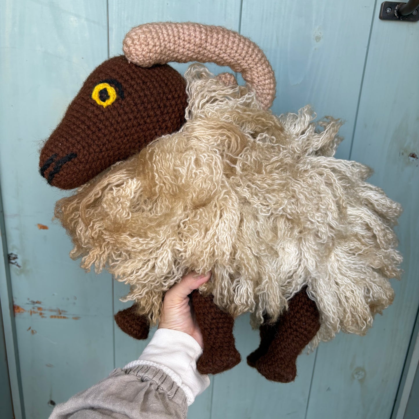 【USA vintage】Handmade Crochet Ram Doll